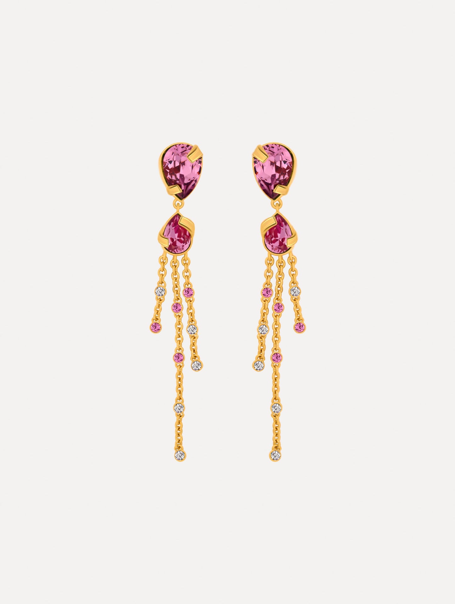 Pear-Cut Chandelier Earrings Rose / Oscar de la Renta