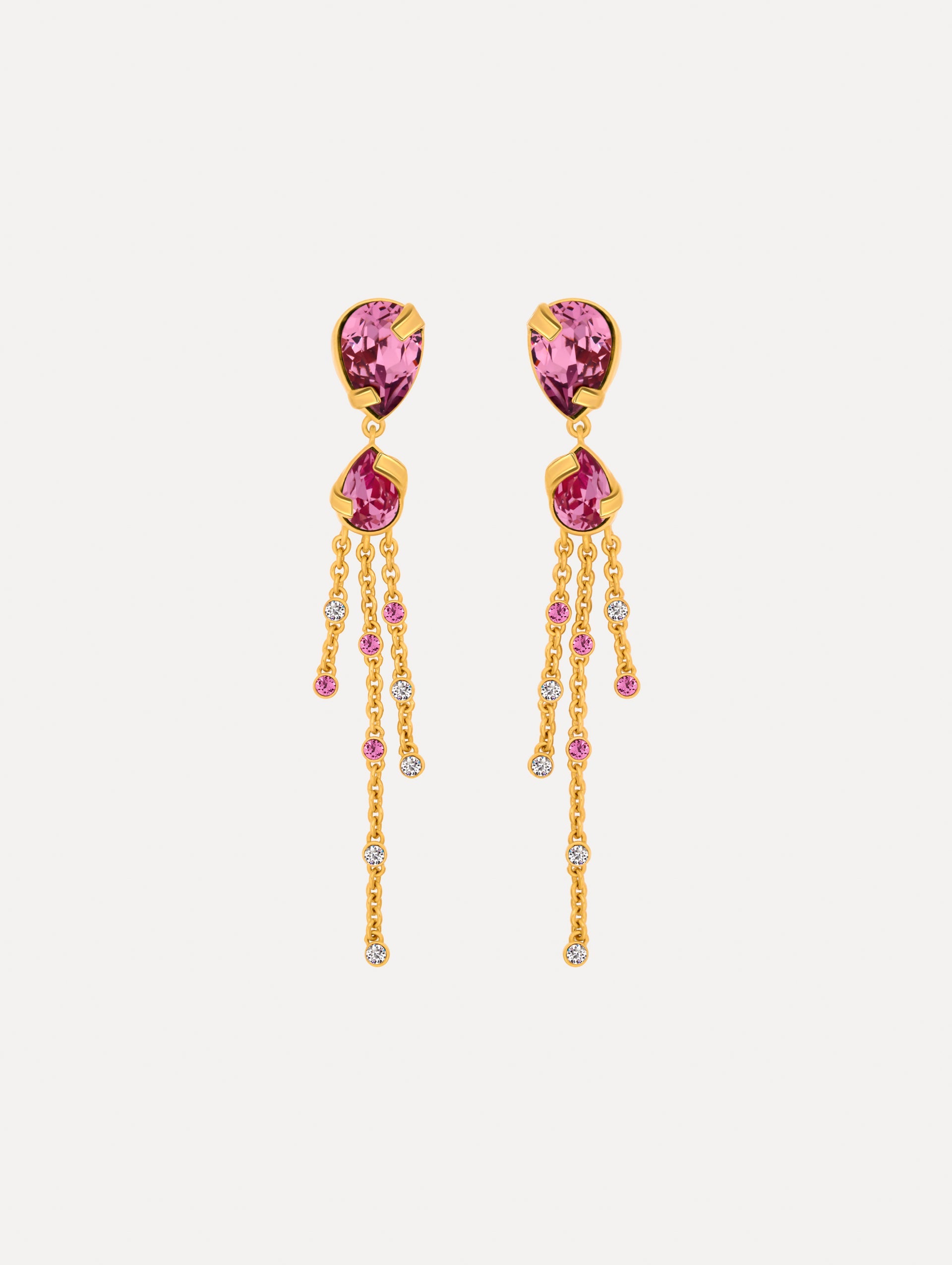 Pear-Cut Chandelier Earrings Rose / Oscar de la Renta