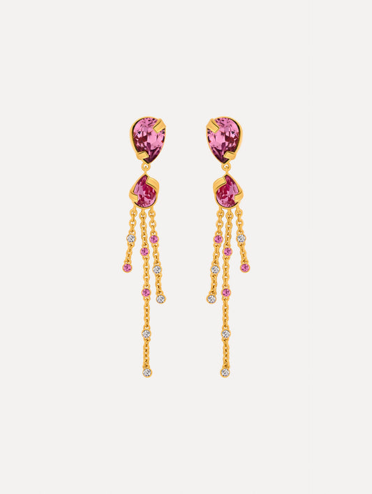 Pear-Cut Chandelier Earrings Rose / Oscar de la Renta
