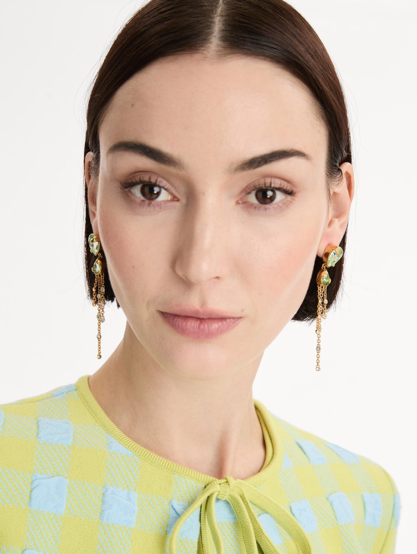 Pear-Cut Chandelier Earrings Peridot / Oscar de la Renta