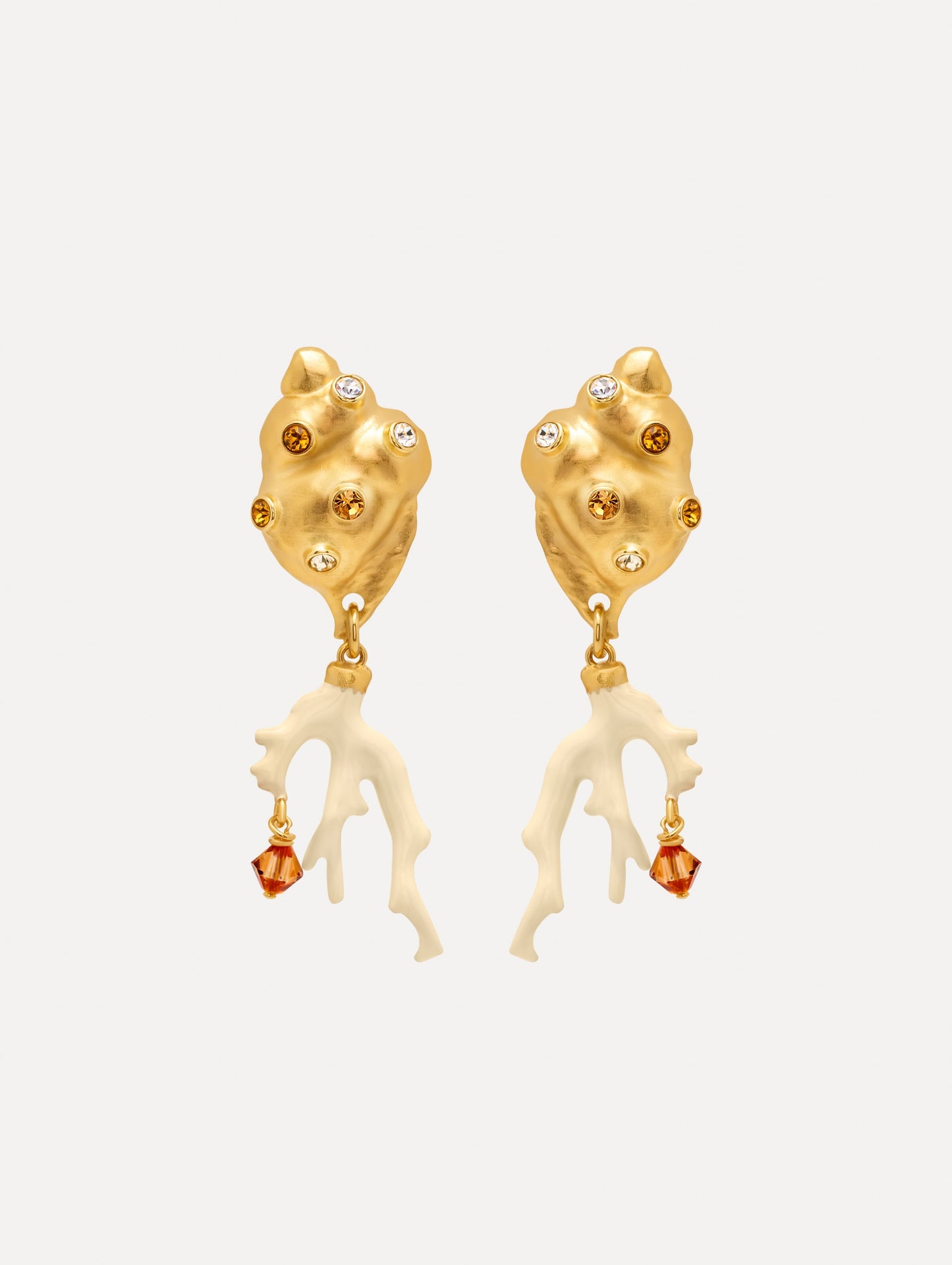 Seashell and Coral Clip-On Earrings Ivory / Oscar de la Renta