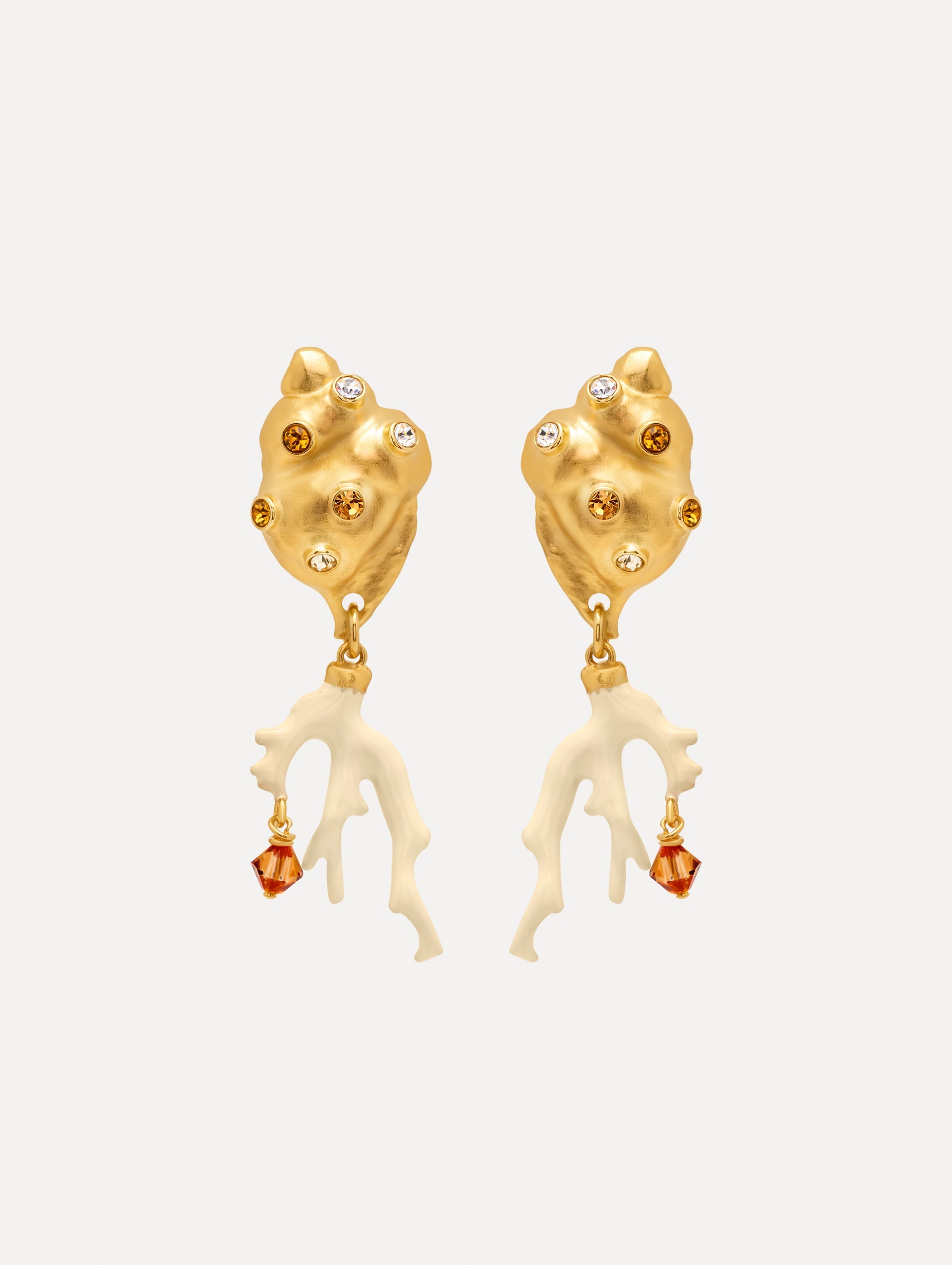 Seashell and Coral Clip-On Earrings Ivory / Oscar de la Renta