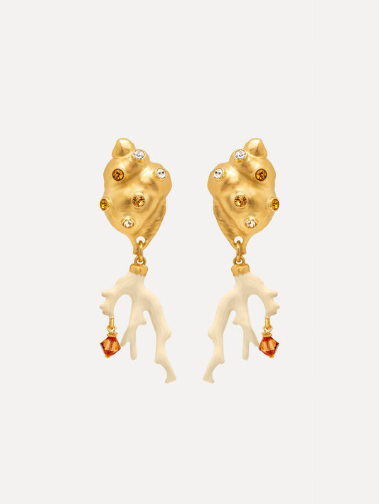 Seashell and Coral Clip-On Earrings Ivory / Oscar de la Renta