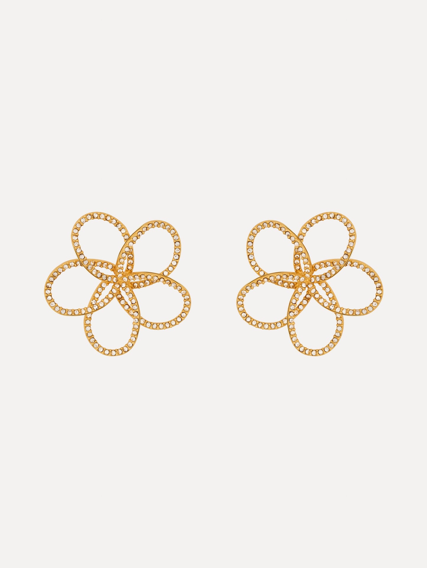 Flower Rhinestone Chain-Link Earrings Crystal / Oscar de la Renta