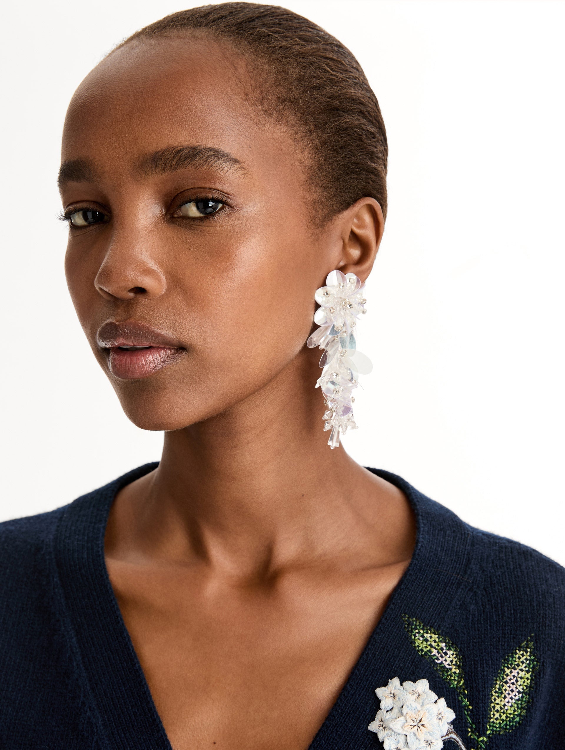 Bouquet Drop Clip-On Earrings Silver / Oscar de la Renta