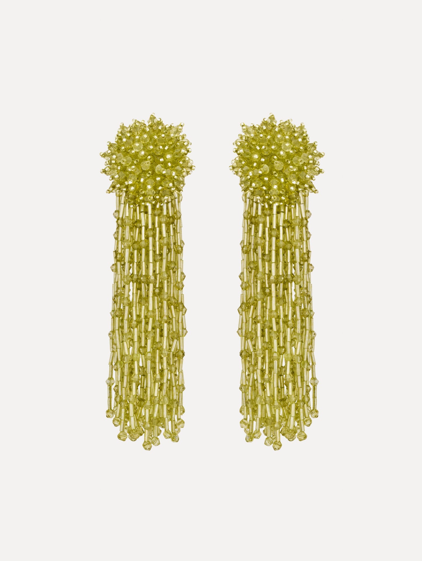 Beaded Tassel Drop Clip-On Earrings Green / Oscar de la Renta