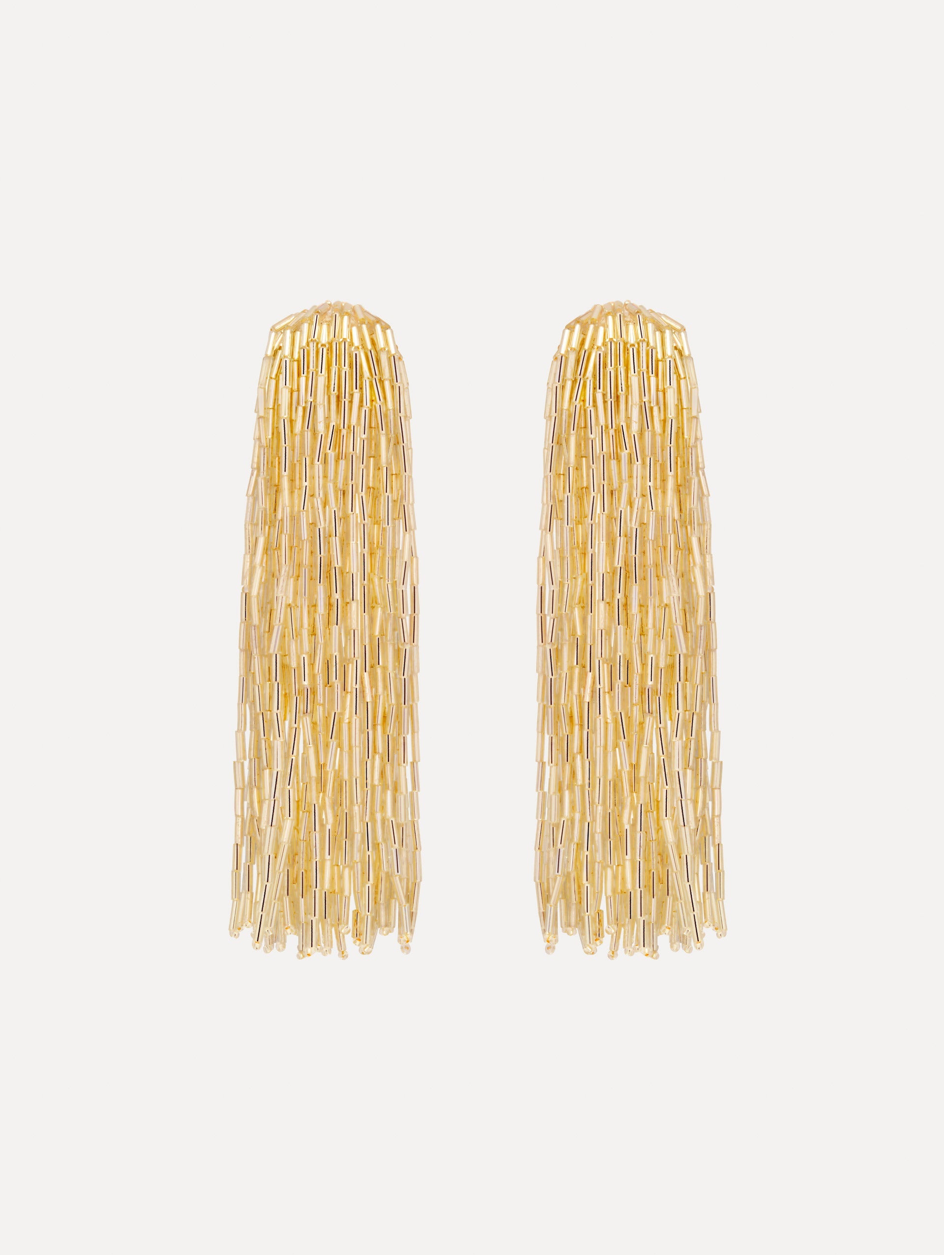 Beaded Tassel Drop Clip-On Earrings Gold / Oscar de la Renta