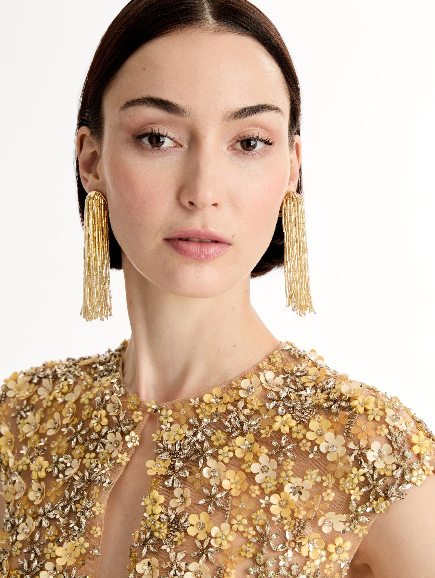 Beaded Tassel Drop Clip-On Earrings Gold / Oscar de la Renta