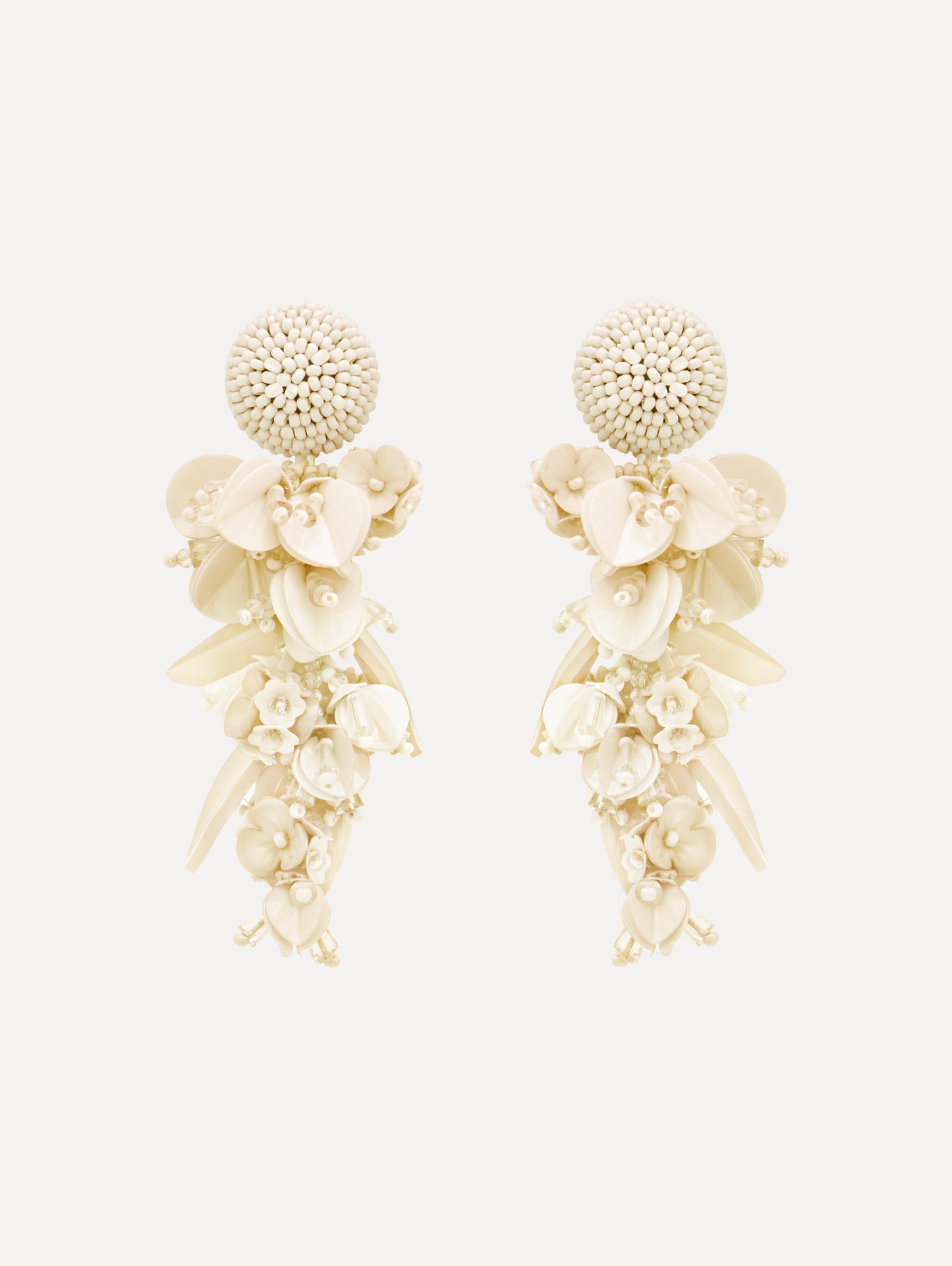 Cascading Petal Drop Clip-On Earrings White / Oscar de la Renta