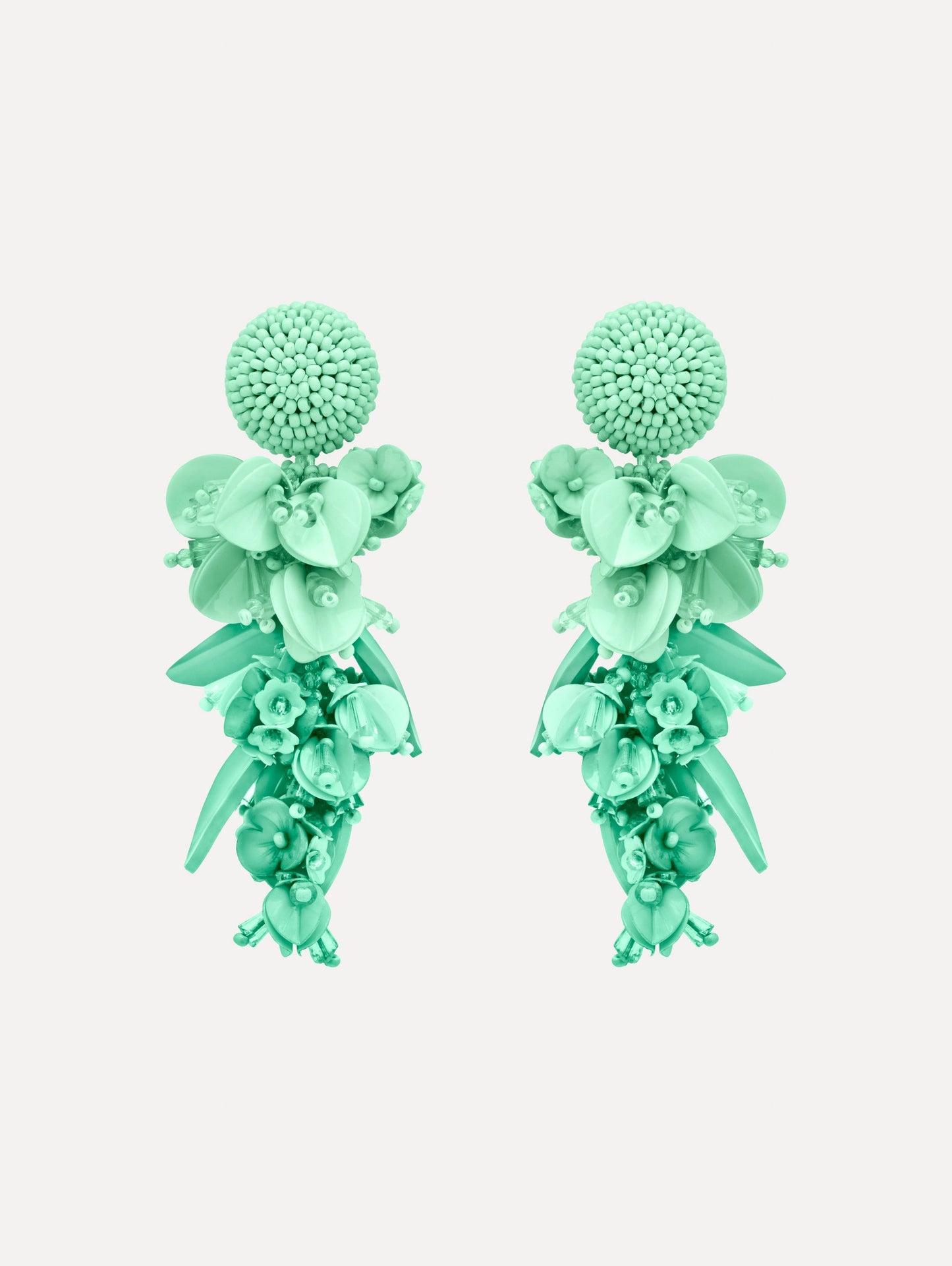 Cascading Petal Drop Clip-On Earrings Mint / Oscar de la Renta