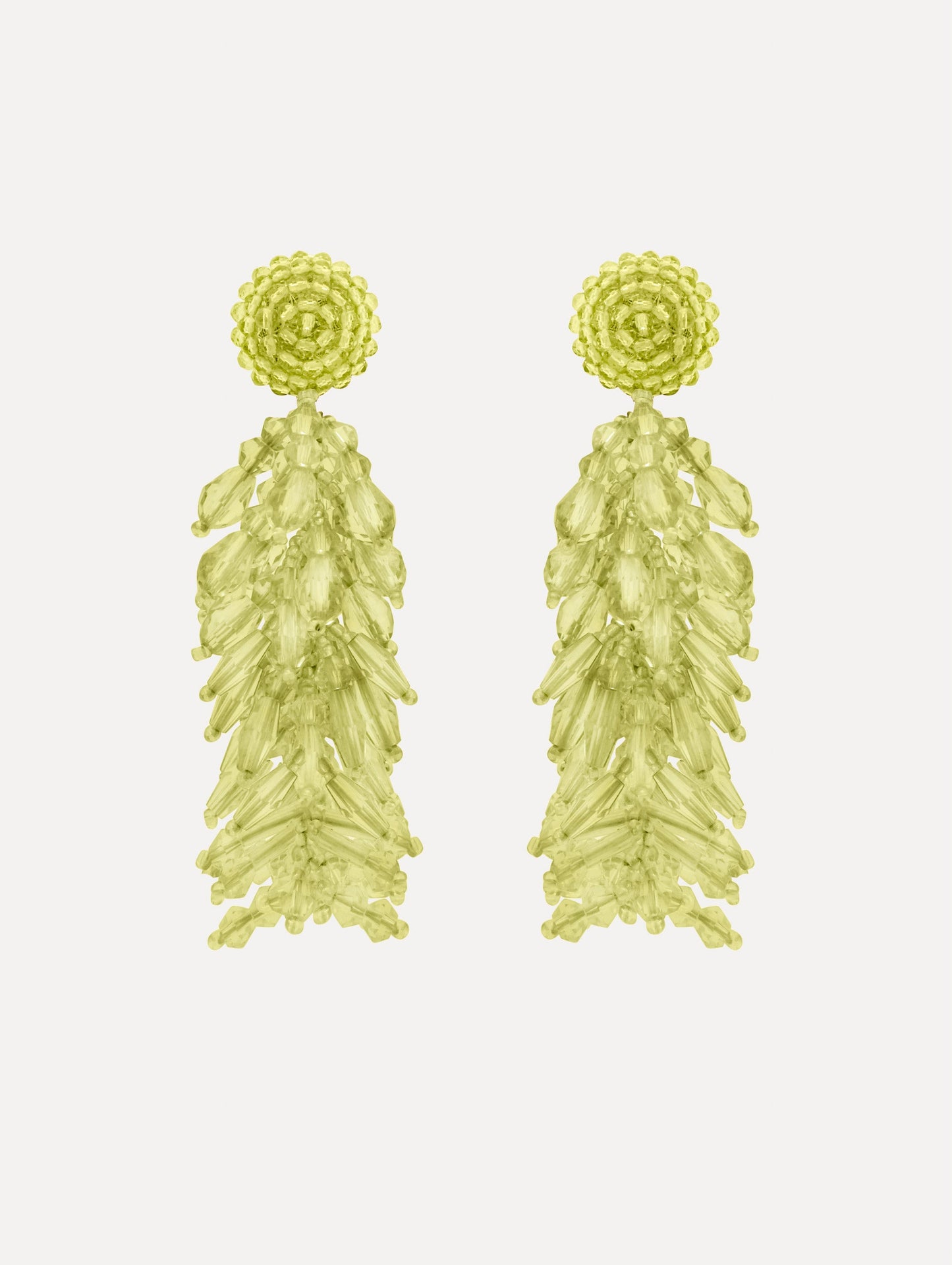 Beaded Cascade Tassel Clip-On Earrings Green / Oscar de la Renta