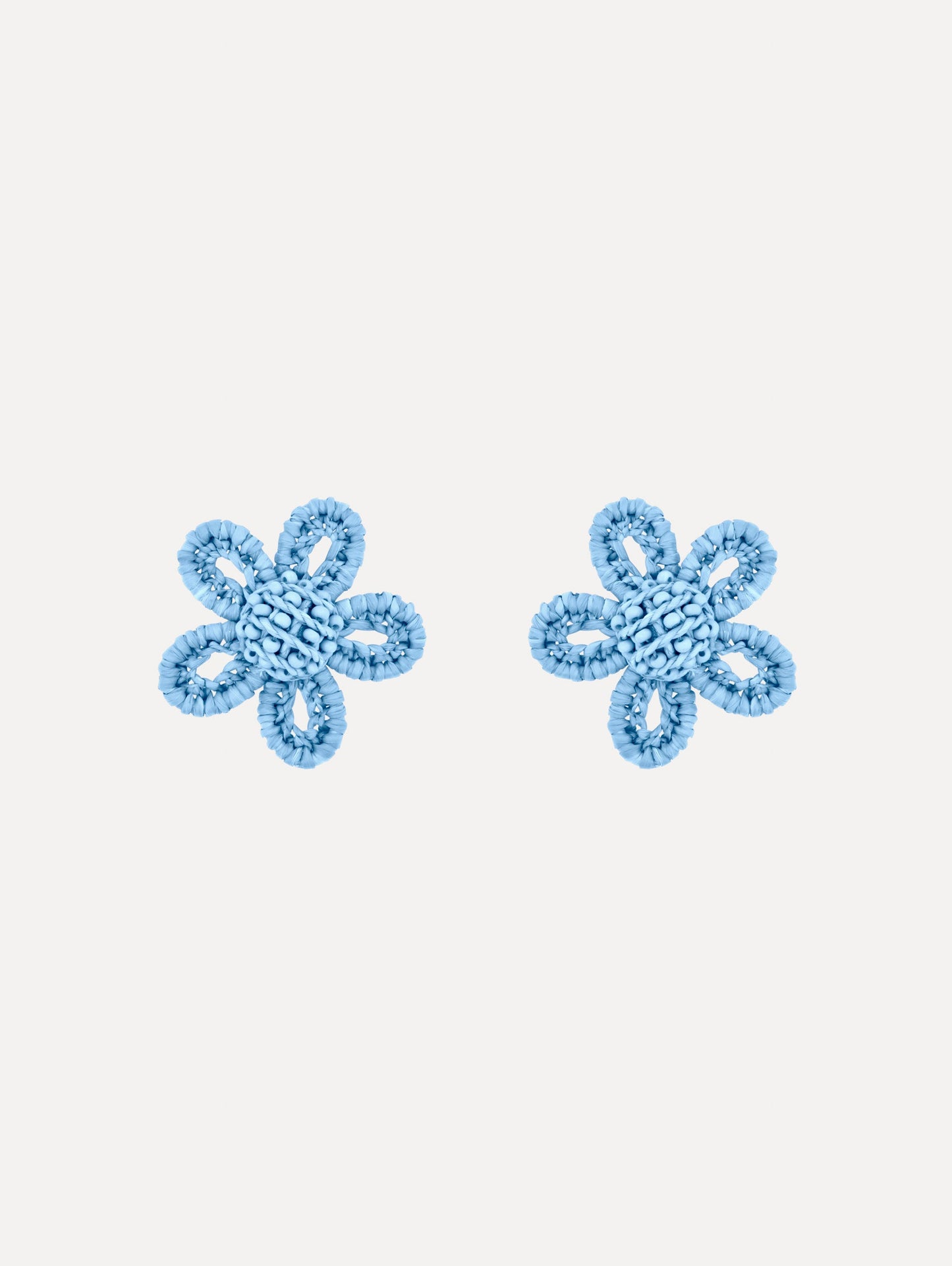Small Woven Raffia Flower Earrings Sky / Oscar de la Renta
