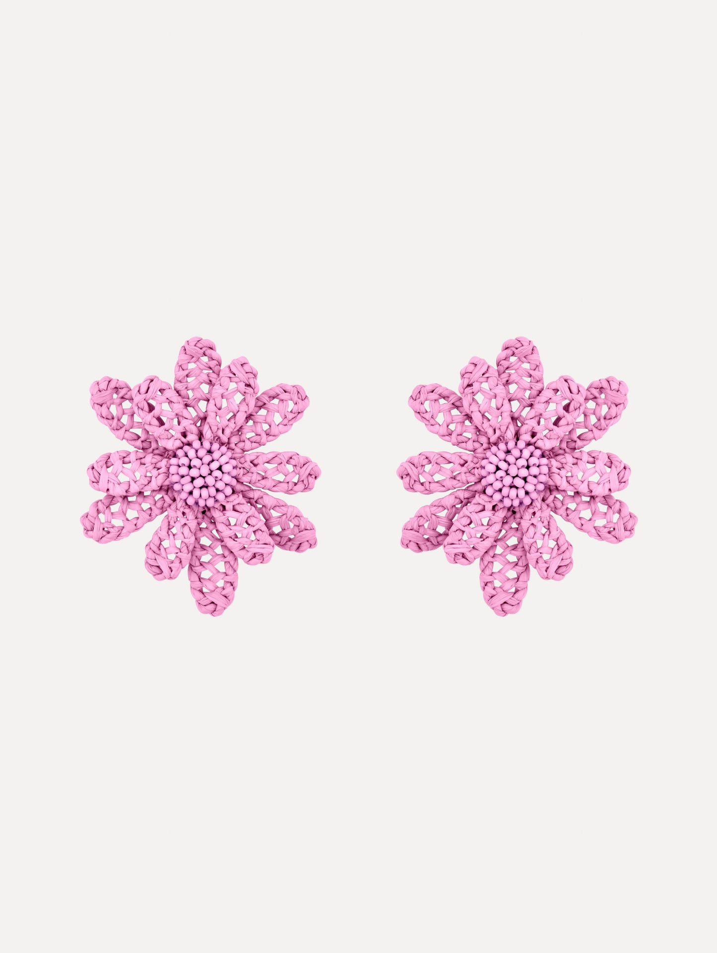 Large Woven Raffia Flower Earrings Tulip / Oscar de la Renta