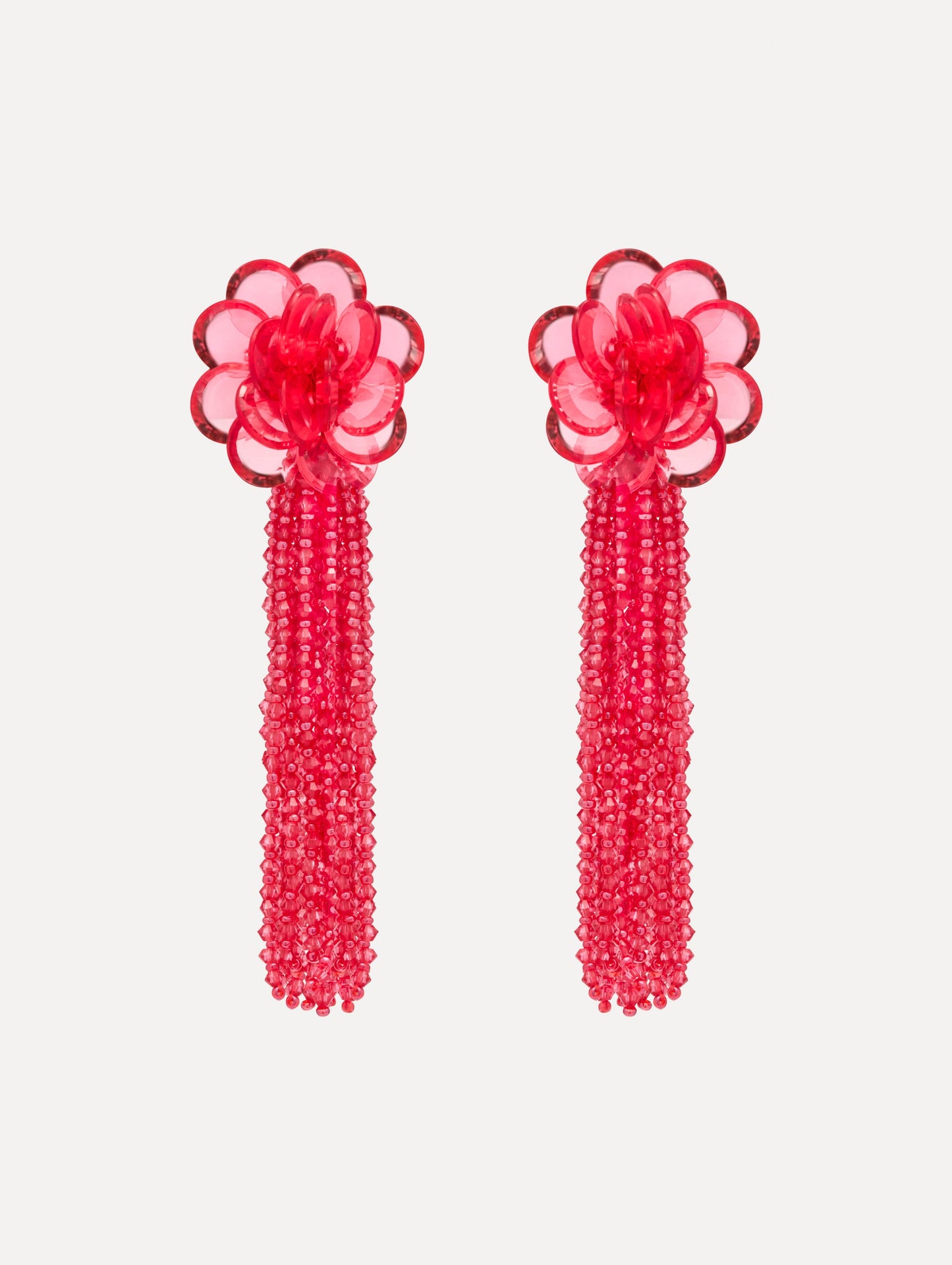 Flower Chanelier Clip-On Earrings Rose / Oscar de la Renta
