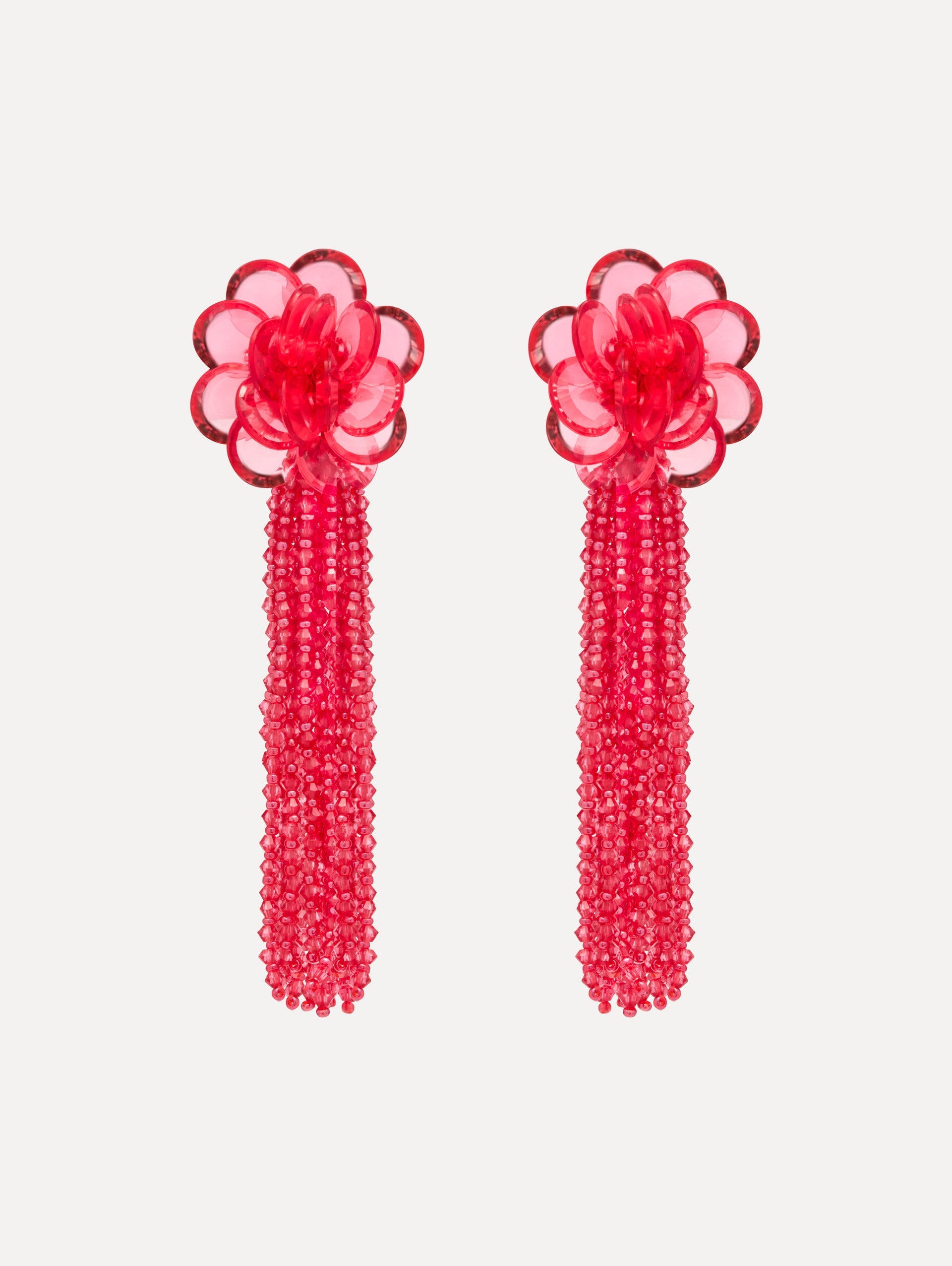 Flower Chanelier Clip-On Earrings Rose / Oscar de la Renta
