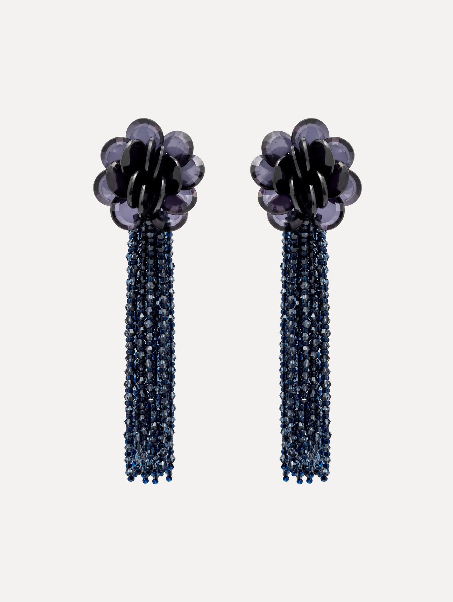 Flower Chanelier Clip-On Earrings Navy / Oscar de la Renta