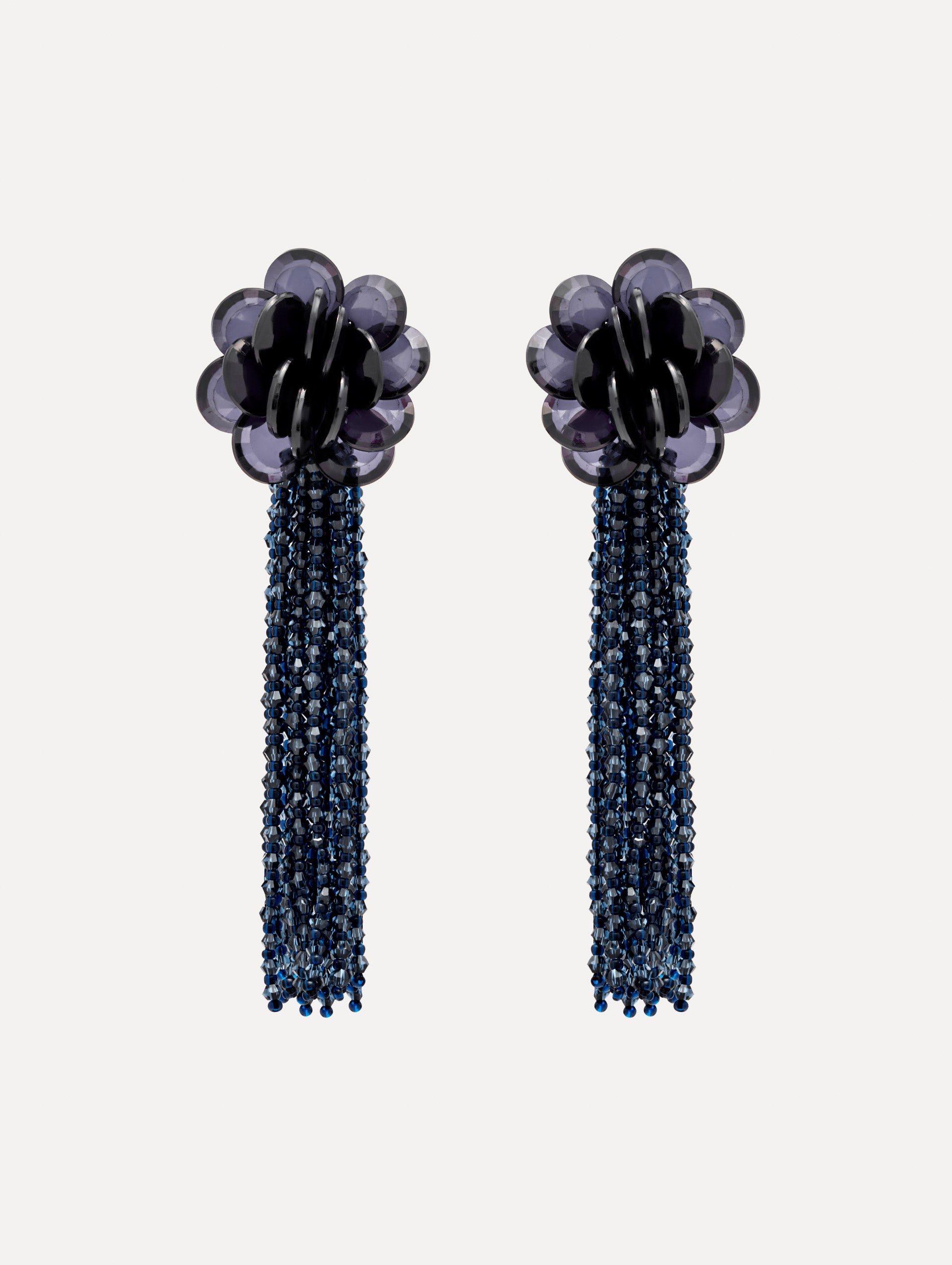 Flower Chanelier Clip-On Earrings Navy / Oscar de la Renta