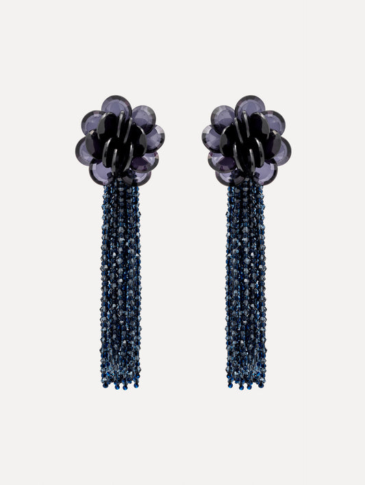 Flower Chanelier Clip-On Earrings Navy / Oscar de la Renta