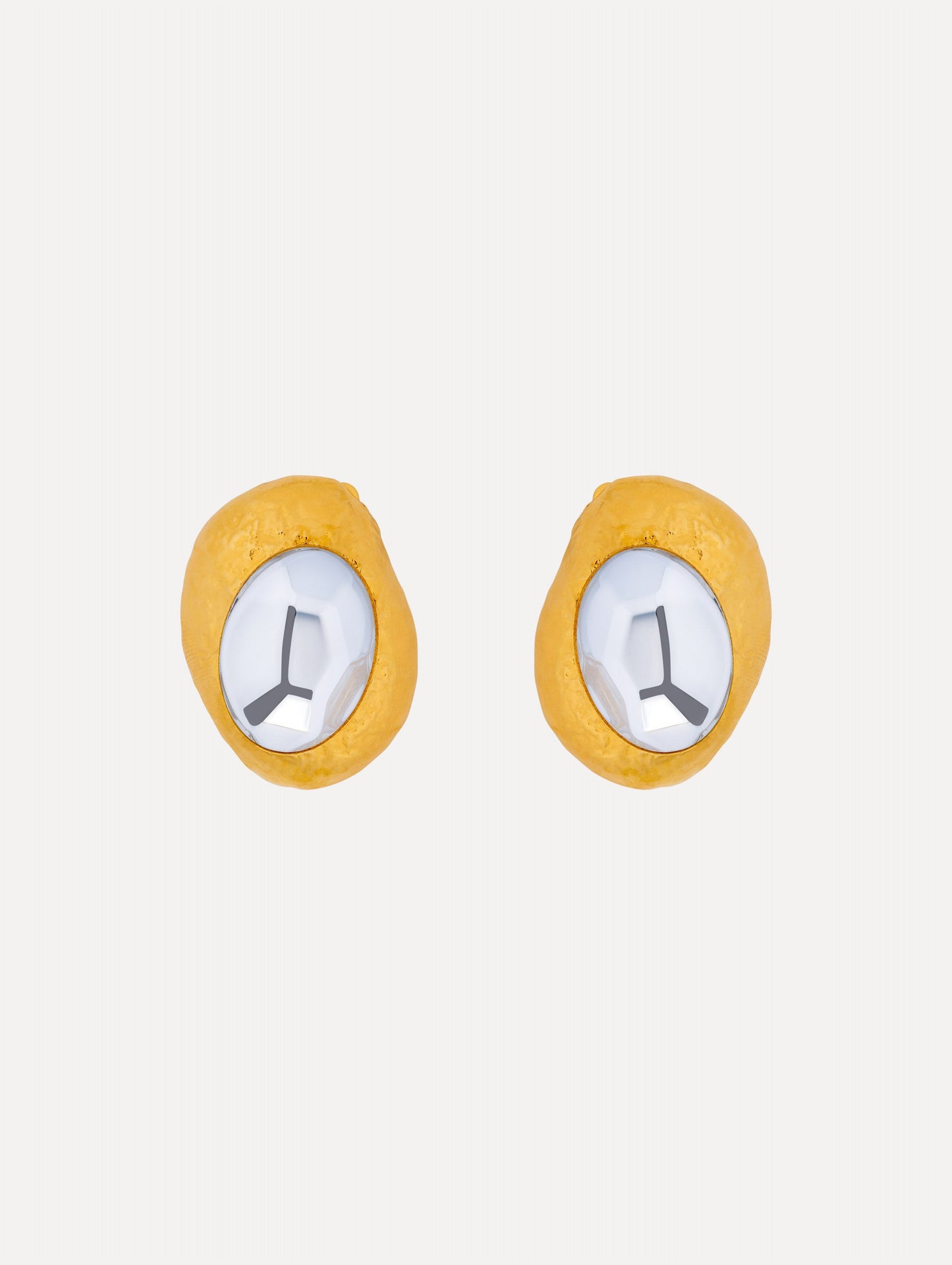 Hammered Oval Clip-On Earrings Crystal / Oscar de la Renta