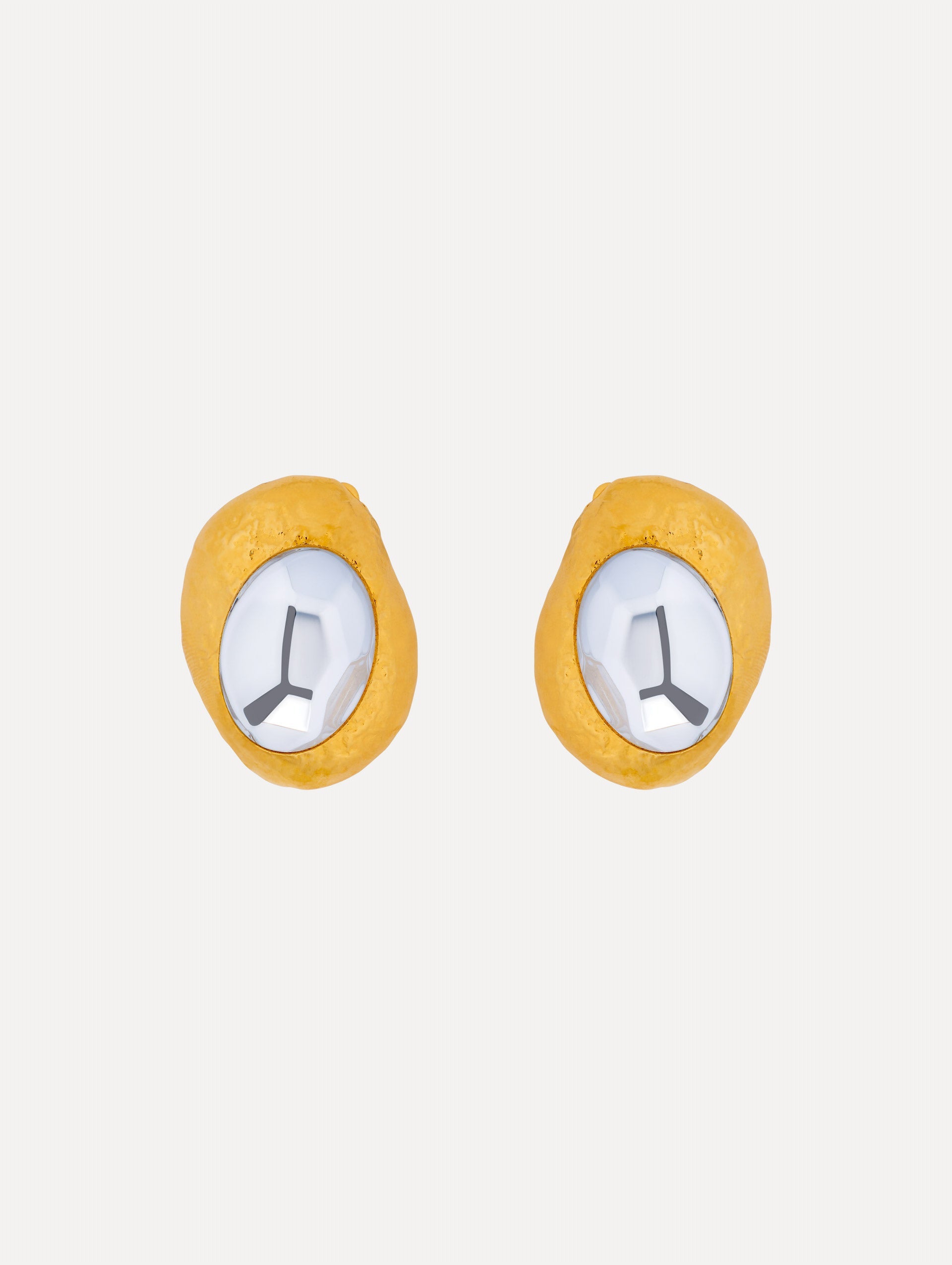 Hammered Oval Clip-On Earrings Crystal / Oscar de la Renta