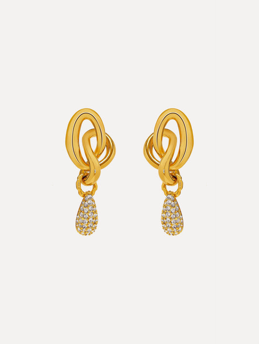 Pavé O Knot Earrings Gold / Oscar de la Renta