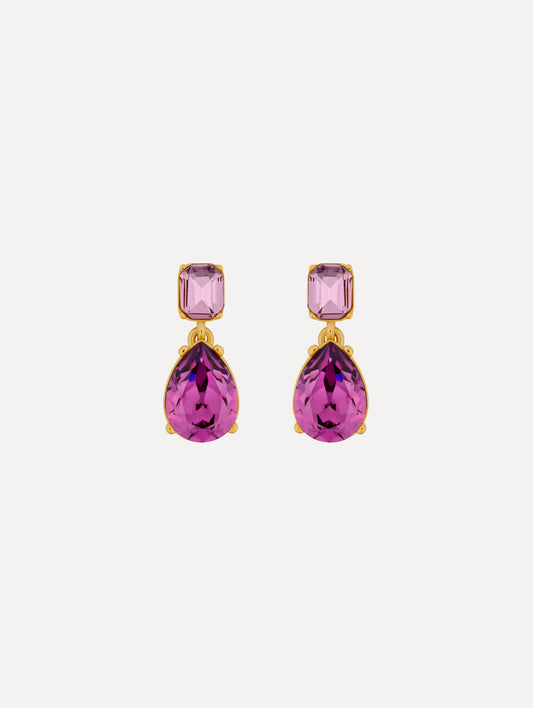 Crystal Drop Earrings Purple / Oscar de la Renta
