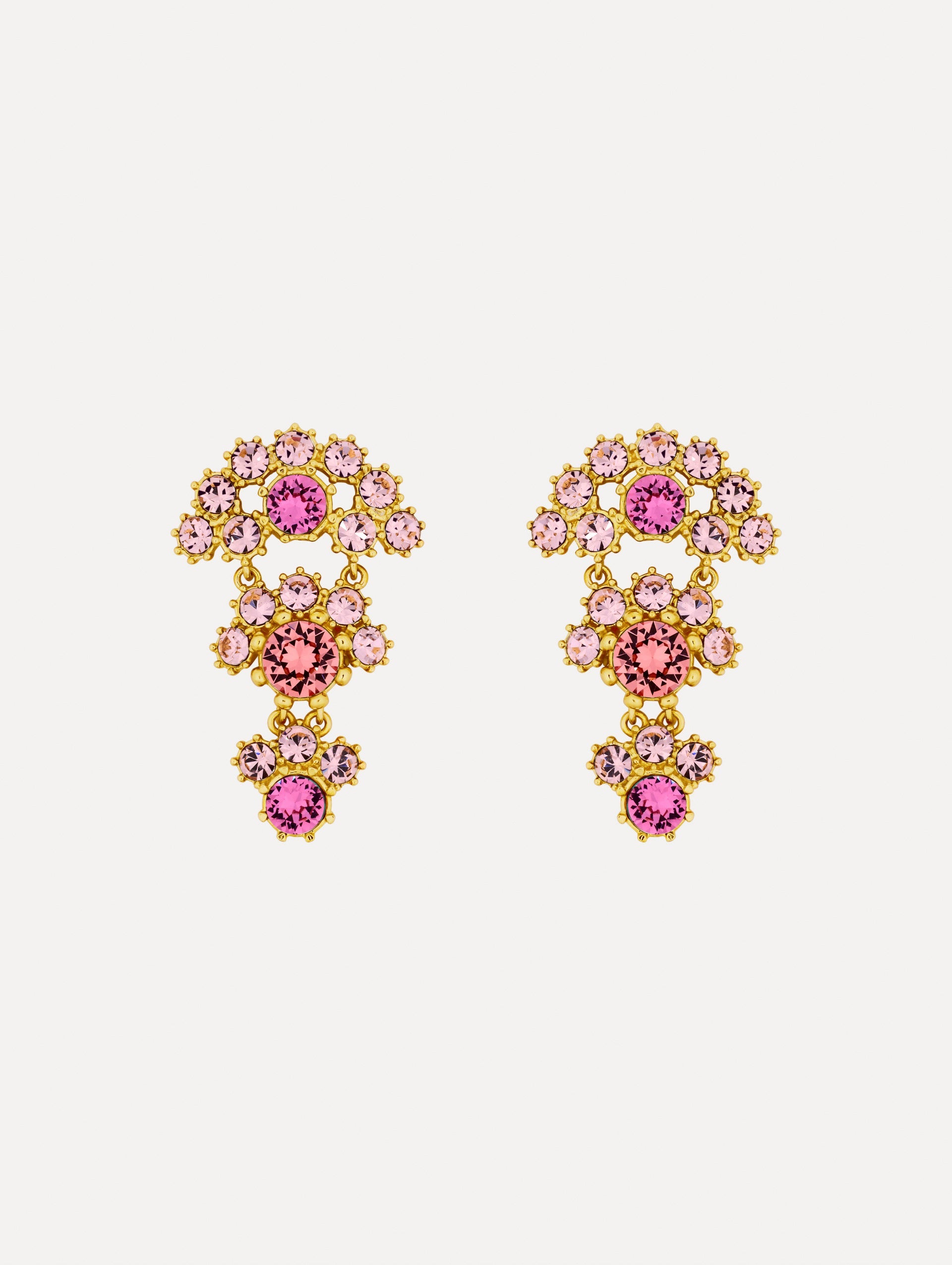 Faceted Crystal Arch Drop Earrings Rose / Oscar de la Renta