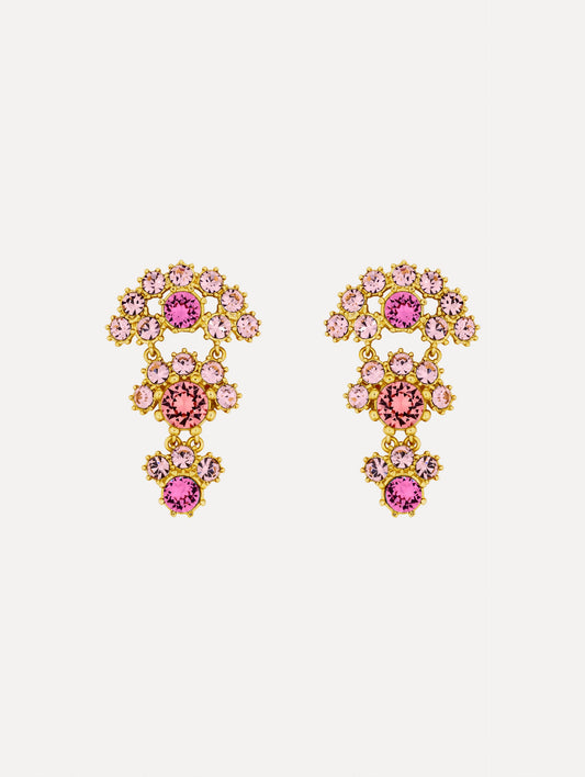 Faceted Crystal Arch Drop Earrings Rose / Oscar de la Renta