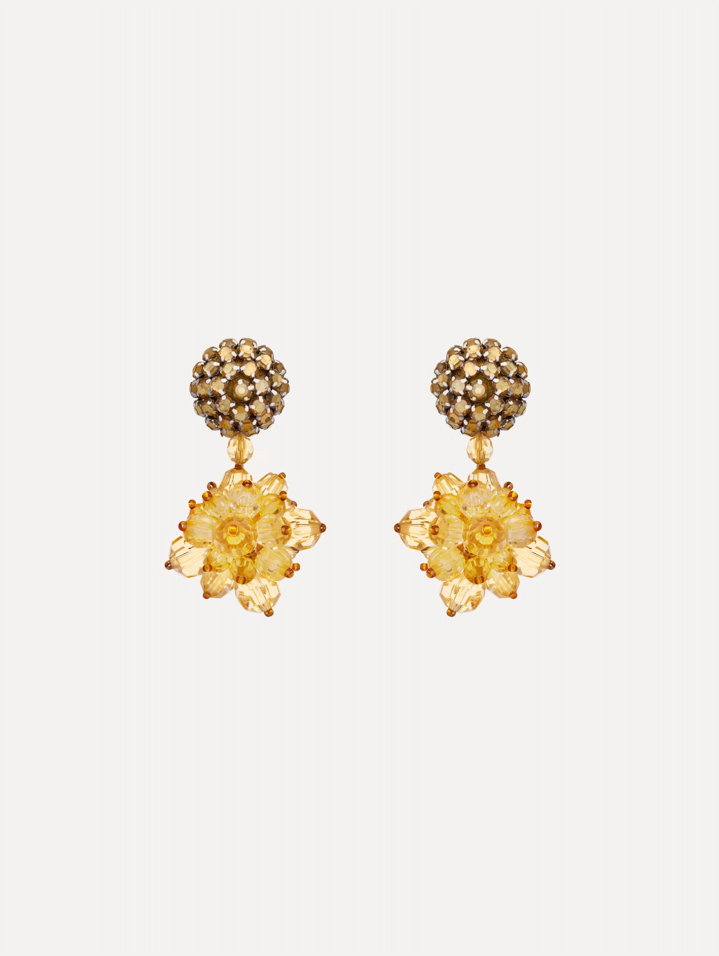 Beaded Pompom Clip-On Earrings Topaz / Oscar de la Renta