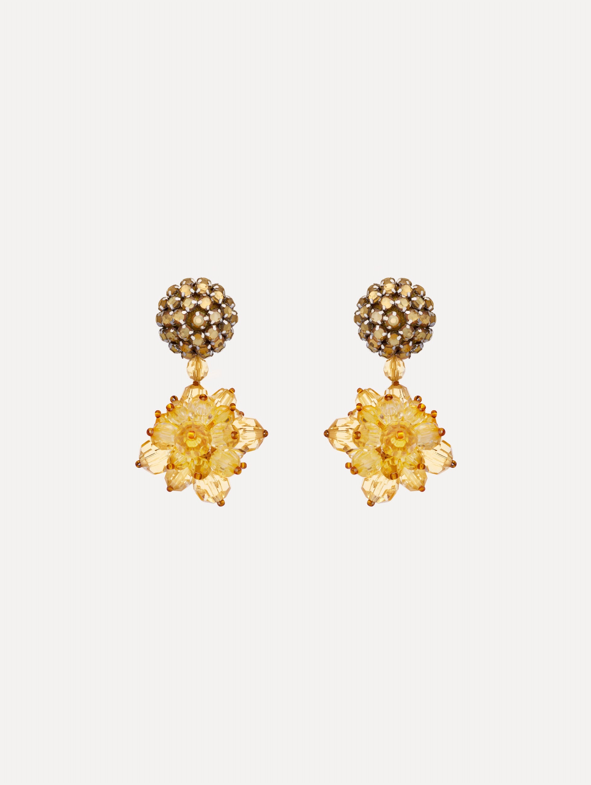 Beaded Pompom Clip-On Earrings Topaz / Oscar de la Renta