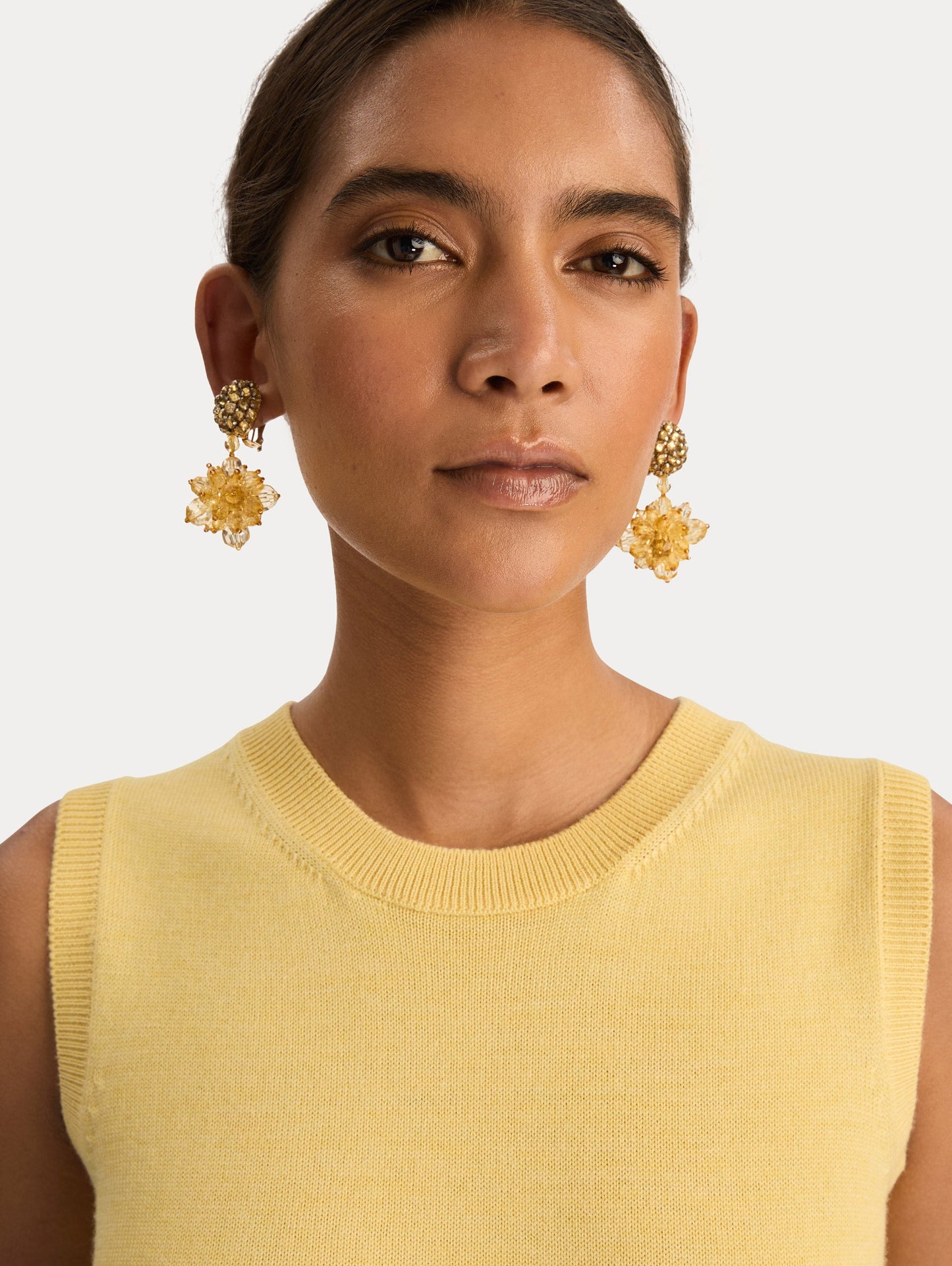 Beaded Pompom Clip-On Earrings Topaz / Oscar de la Renta