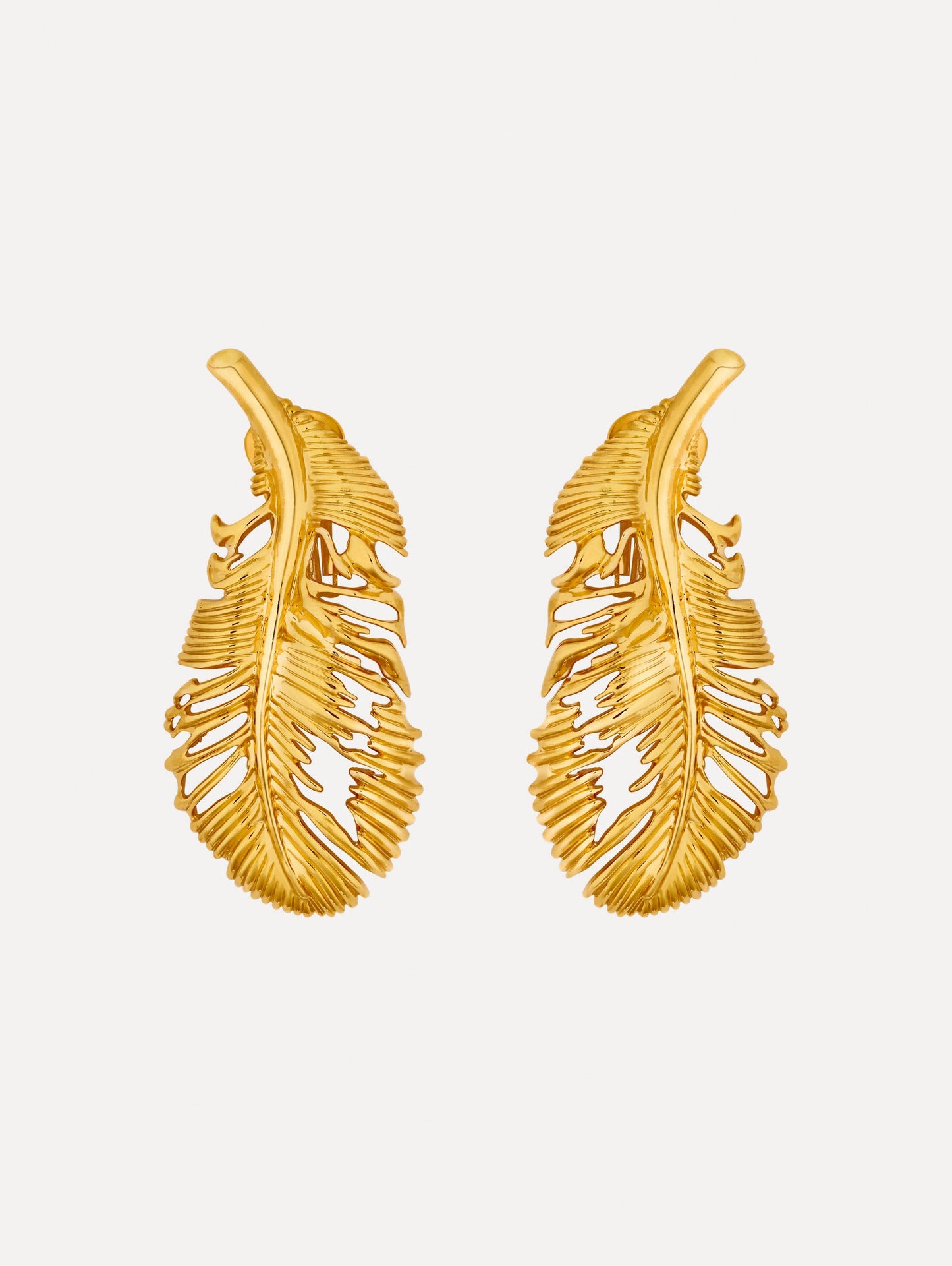 Feather Clip-On Earrings Gold / Oscar de la Renta