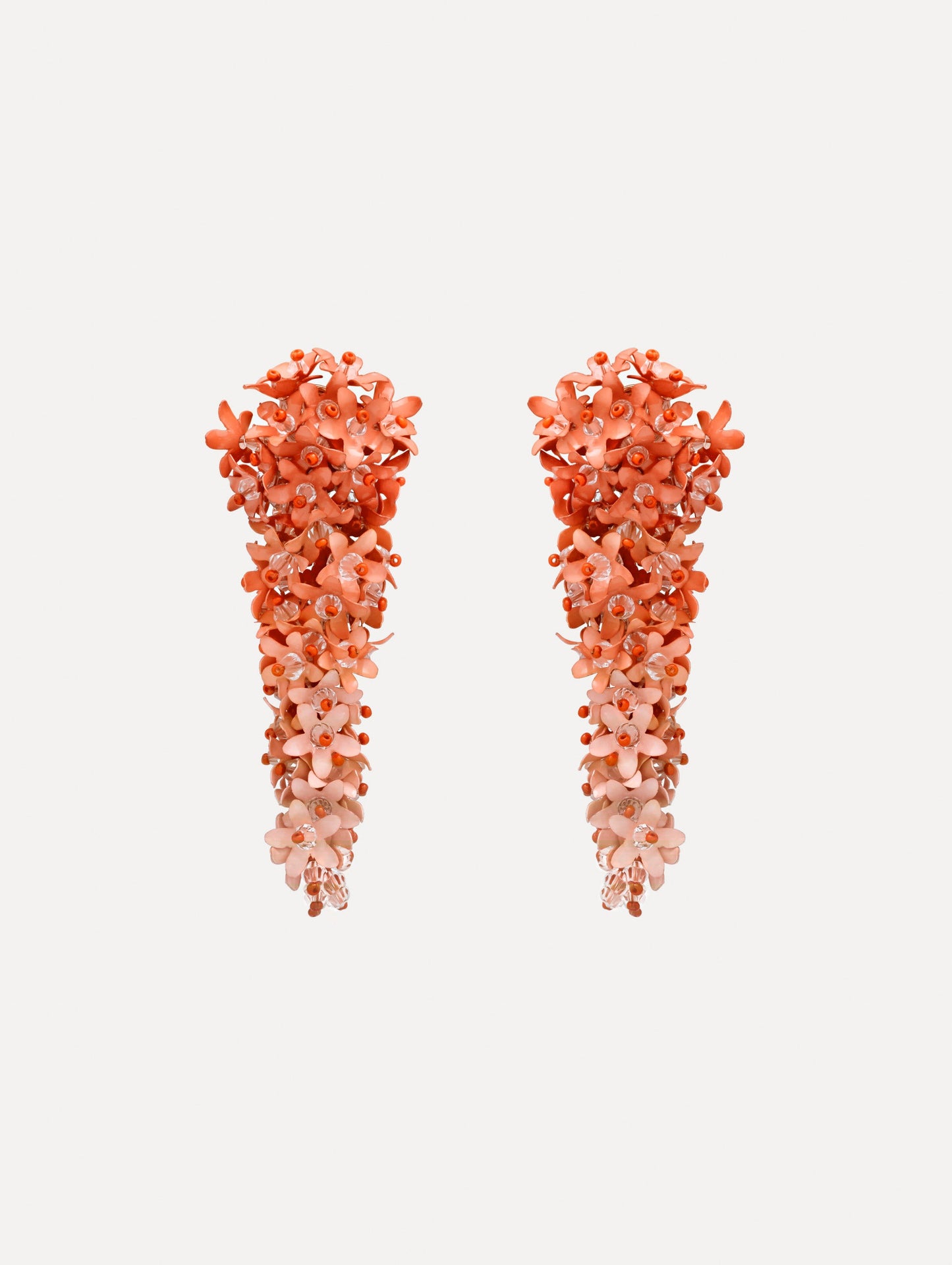 Cascading Flower Clip-On Earrings Apricot / Oscar de la Renta