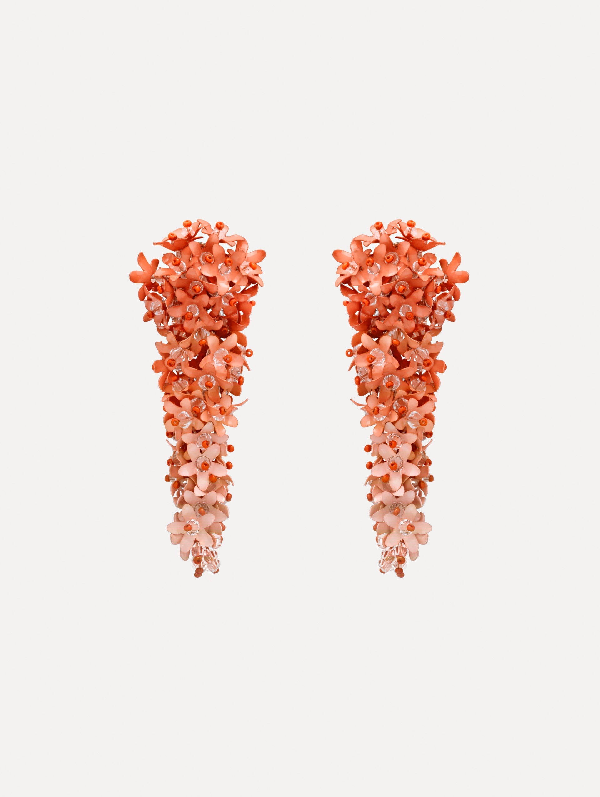 Cascading Flower Clip-On Earrings Apricot / Oscar de la Renta