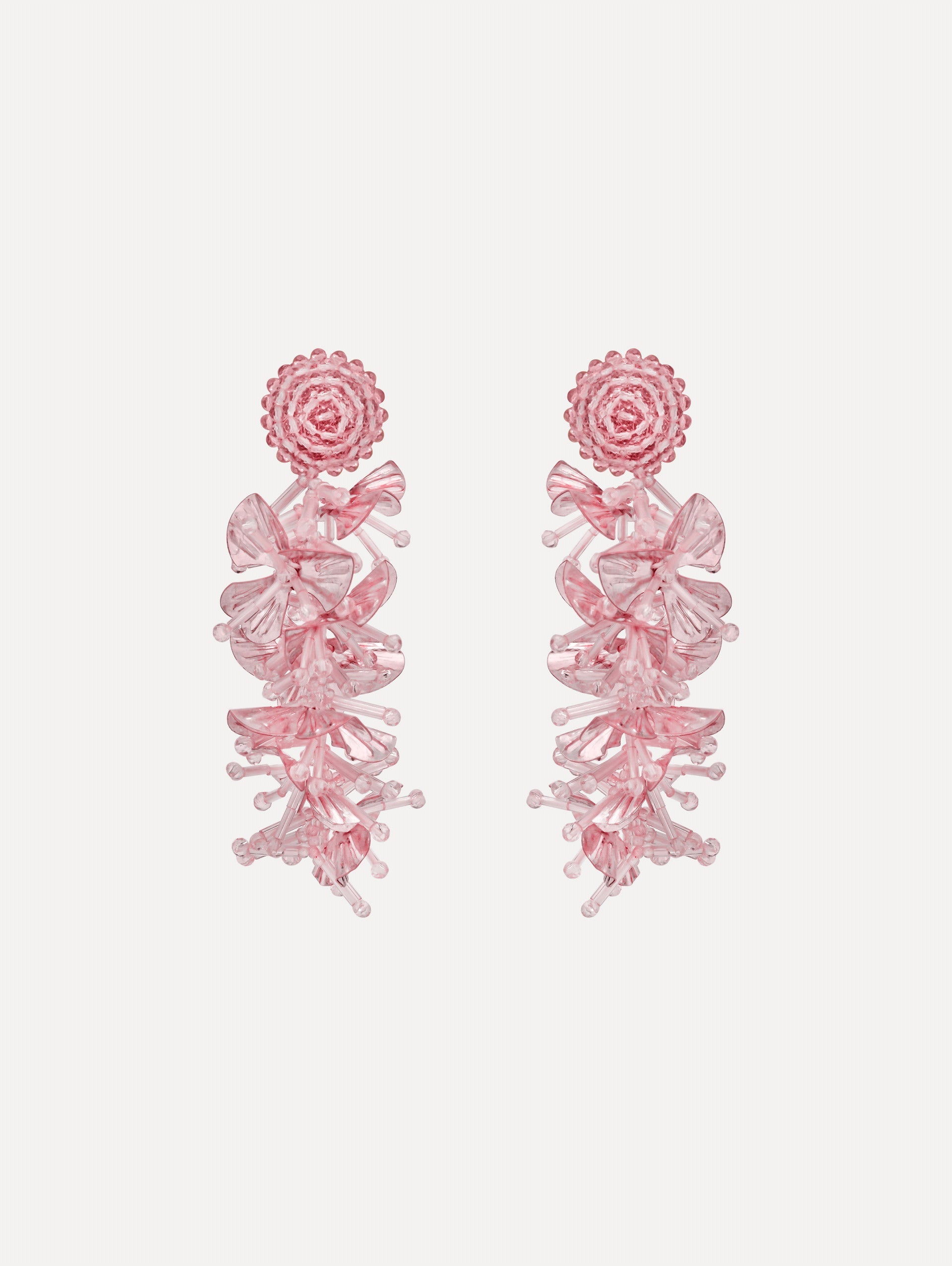 Sequin Tassel Clip-On Earrings Rose / Oscar de la Renta