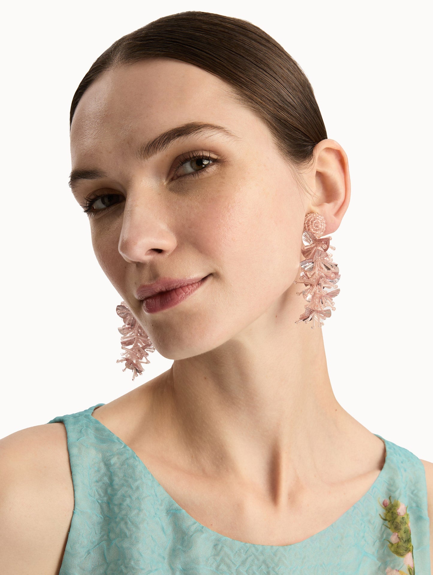 Sequin Tassel Clip-On Earrings Rose / Oscar de la Renta