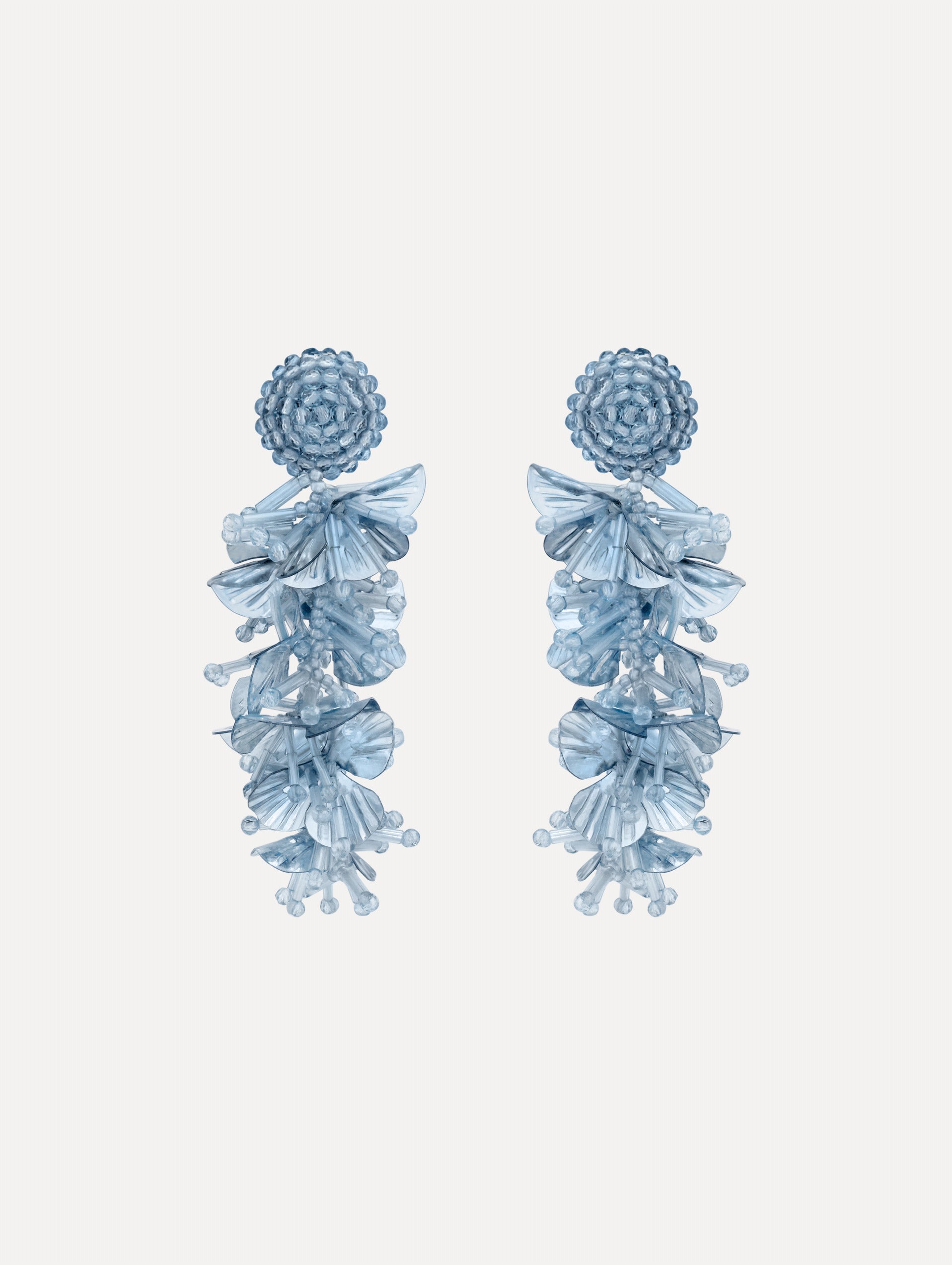 Sequin Tassel Clip-On Earrings Sky / Oscar de la Renta