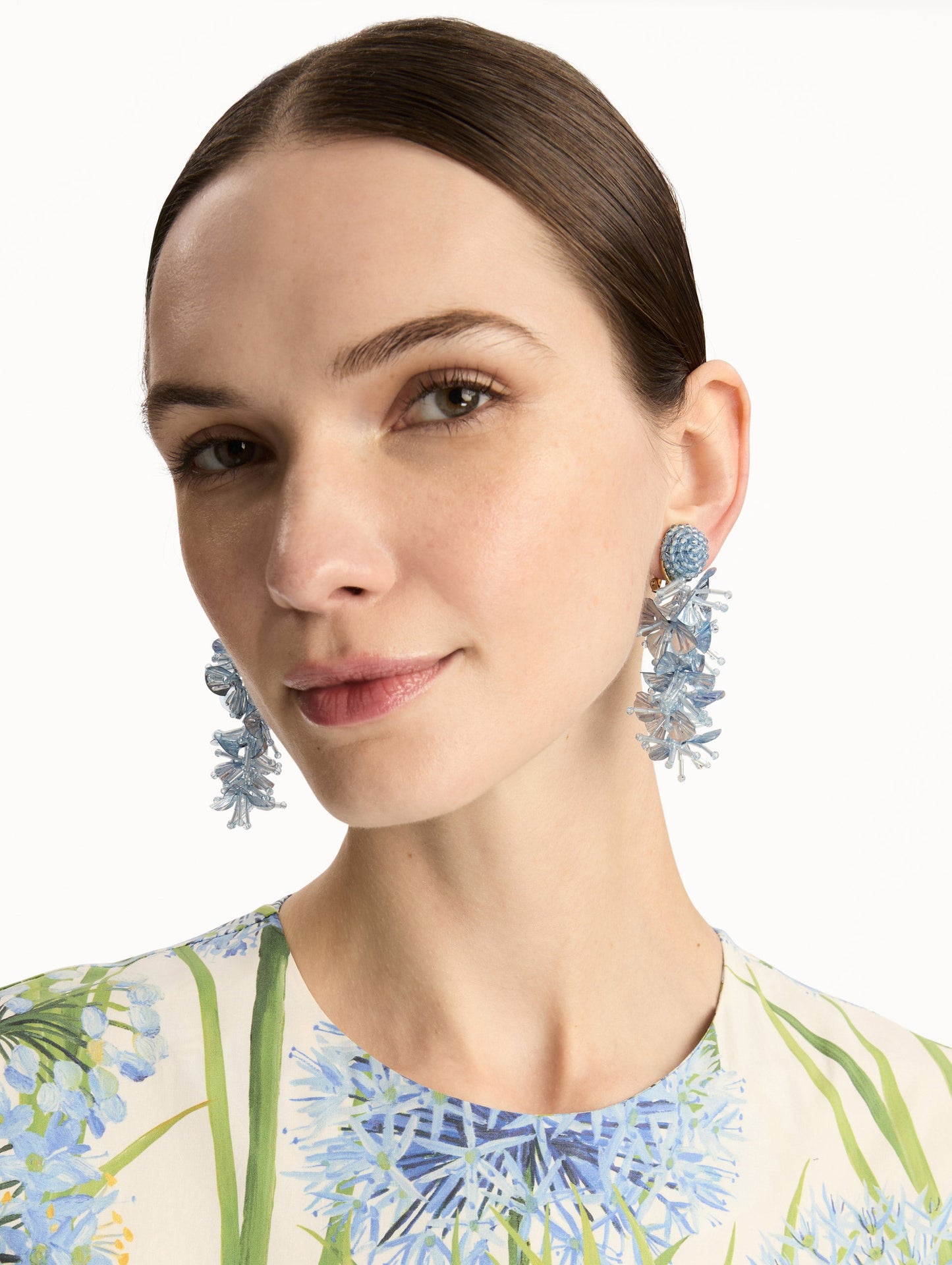 Sequin Tassel Clip-On Earrings Sky / Oscar de la Renta