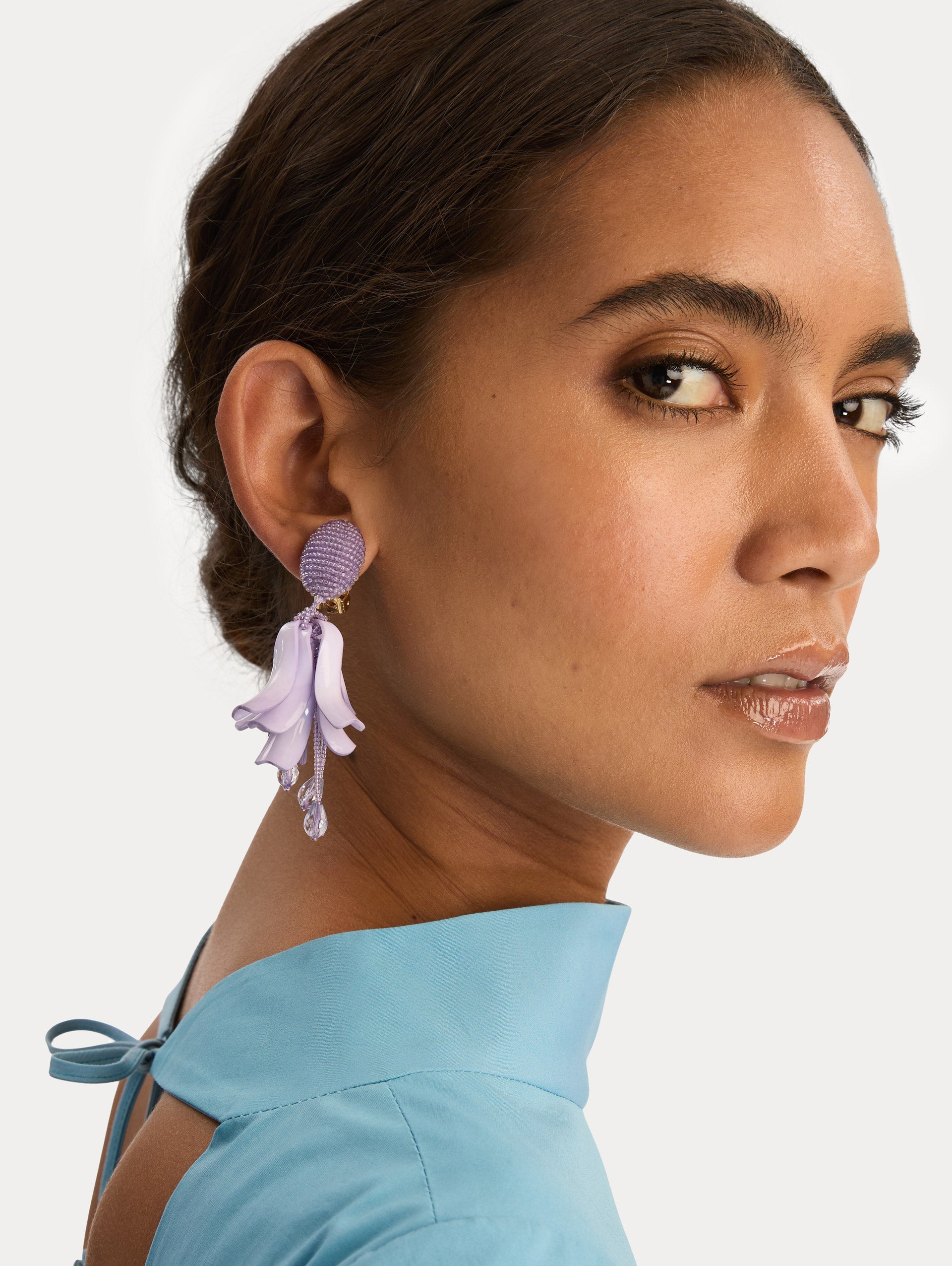 Impatiens Clip-On Earrings Lilac / Oscar de la Renta