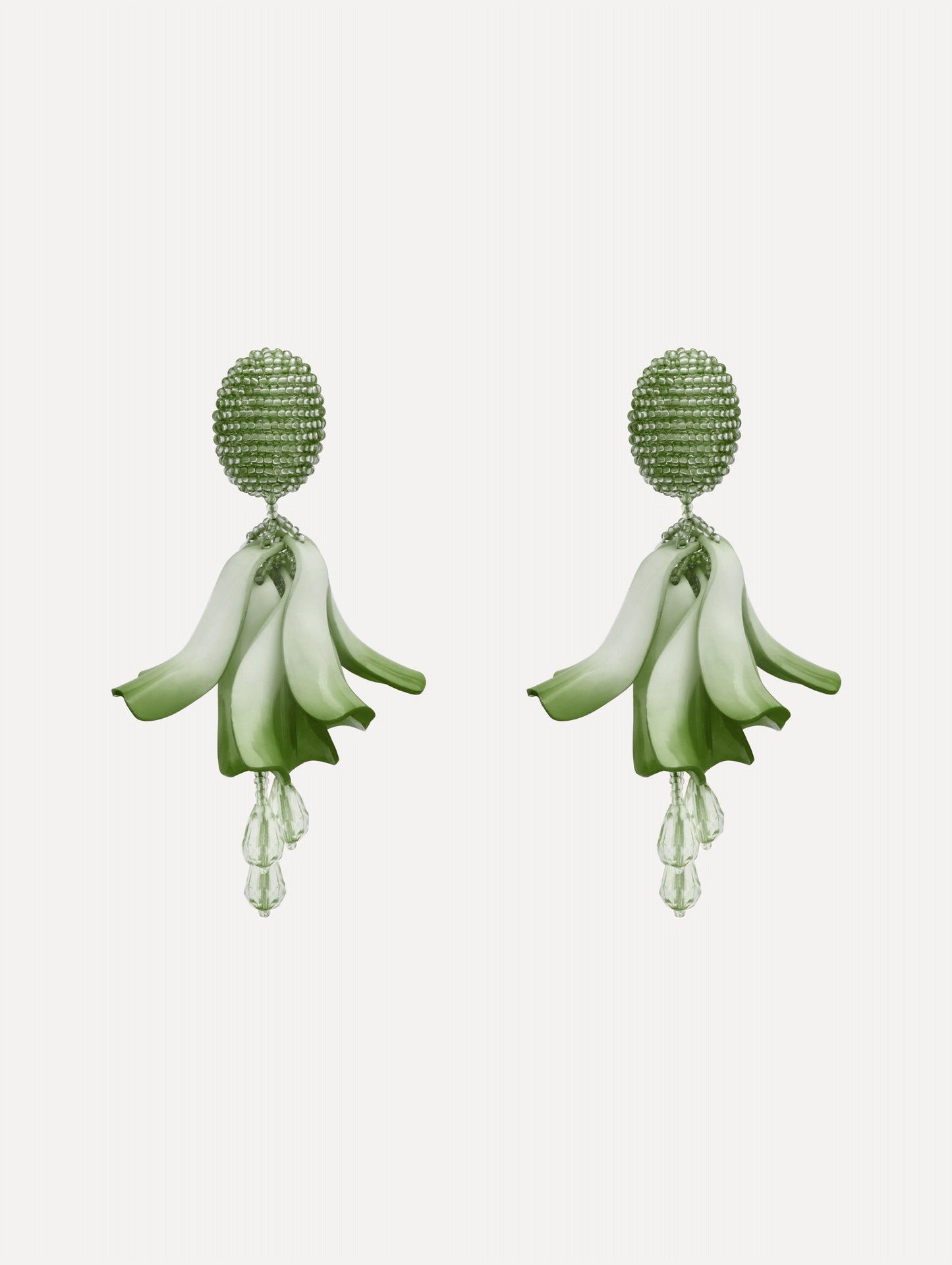 Impatiens Clip-On Earrings Sage / Oscar de la Renta
