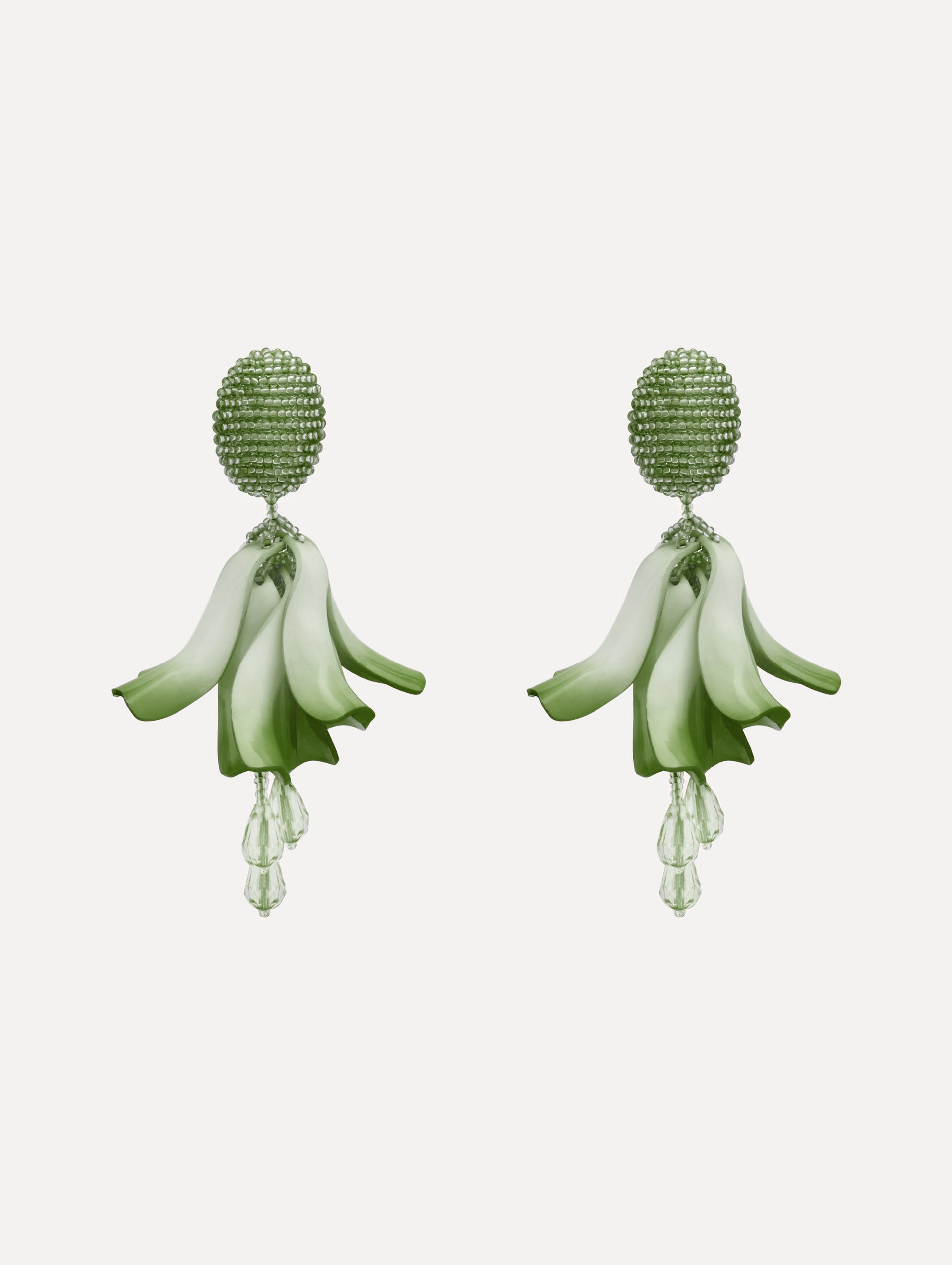 Impatiens Clip-On Earrings Sage / Oscar de la Renta