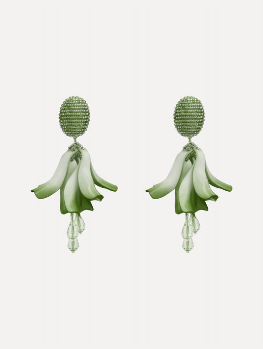 Impatiens Clip-On Earrings Sage / Oscar de la Renta