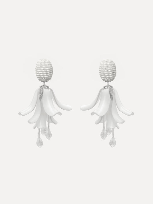 Impatiens Clip-On Earrings Ivory / Oscar de la Renta