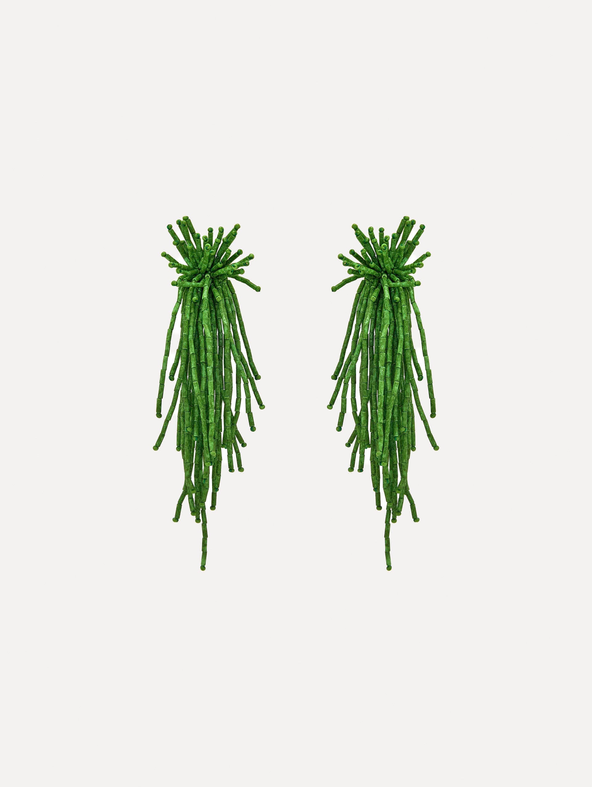Firework Tassel Earrings Fern / Oscar de la Renta