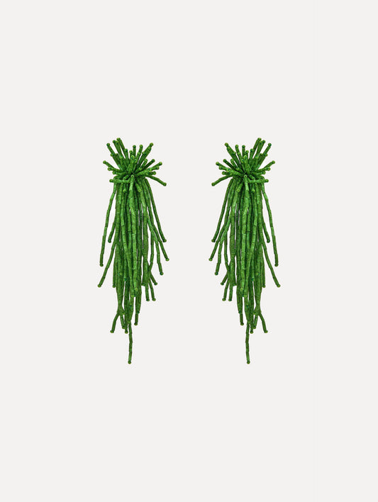 Firework Tassel Earrings Fern / Oscar de la Renta