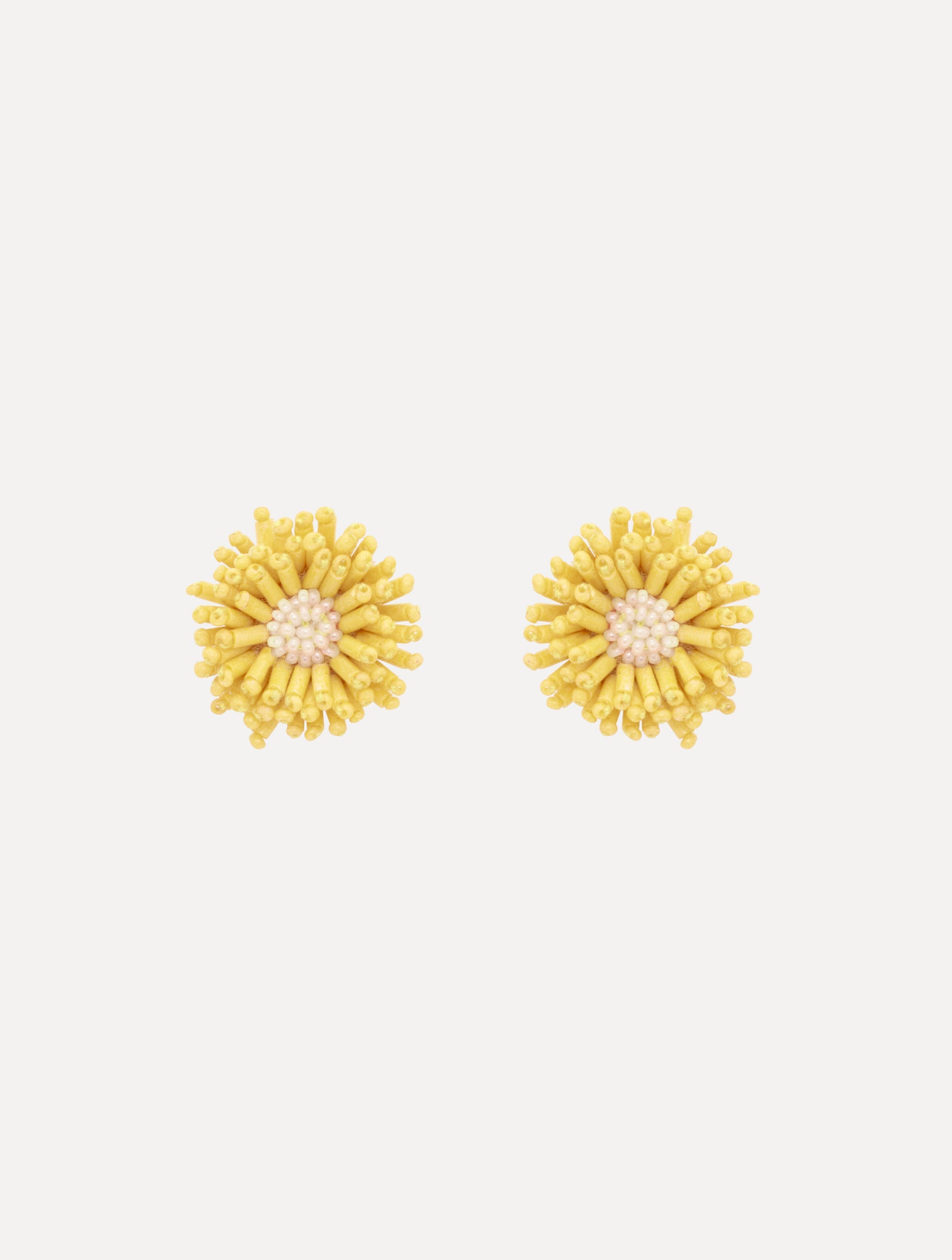 Pompom Flower Earrings Lemonade / Oscar de la Renta