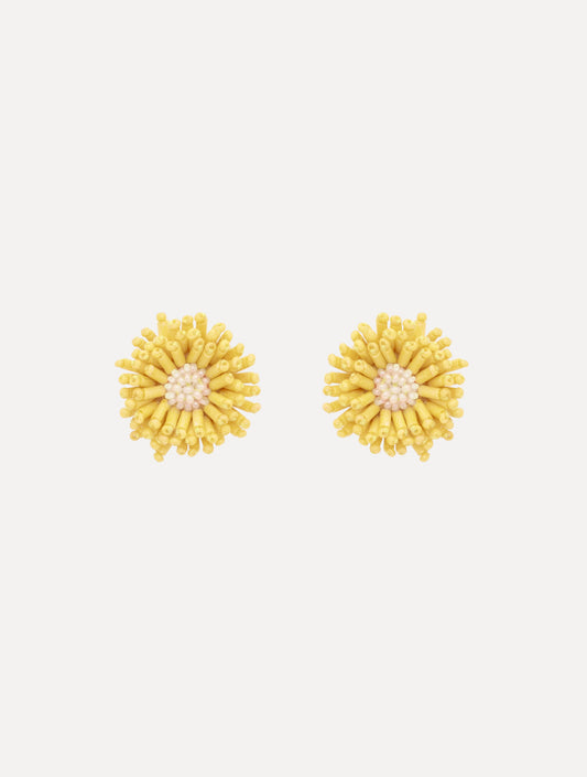 Pompom Flower Earrings Lemonade / Oscar de la Renta