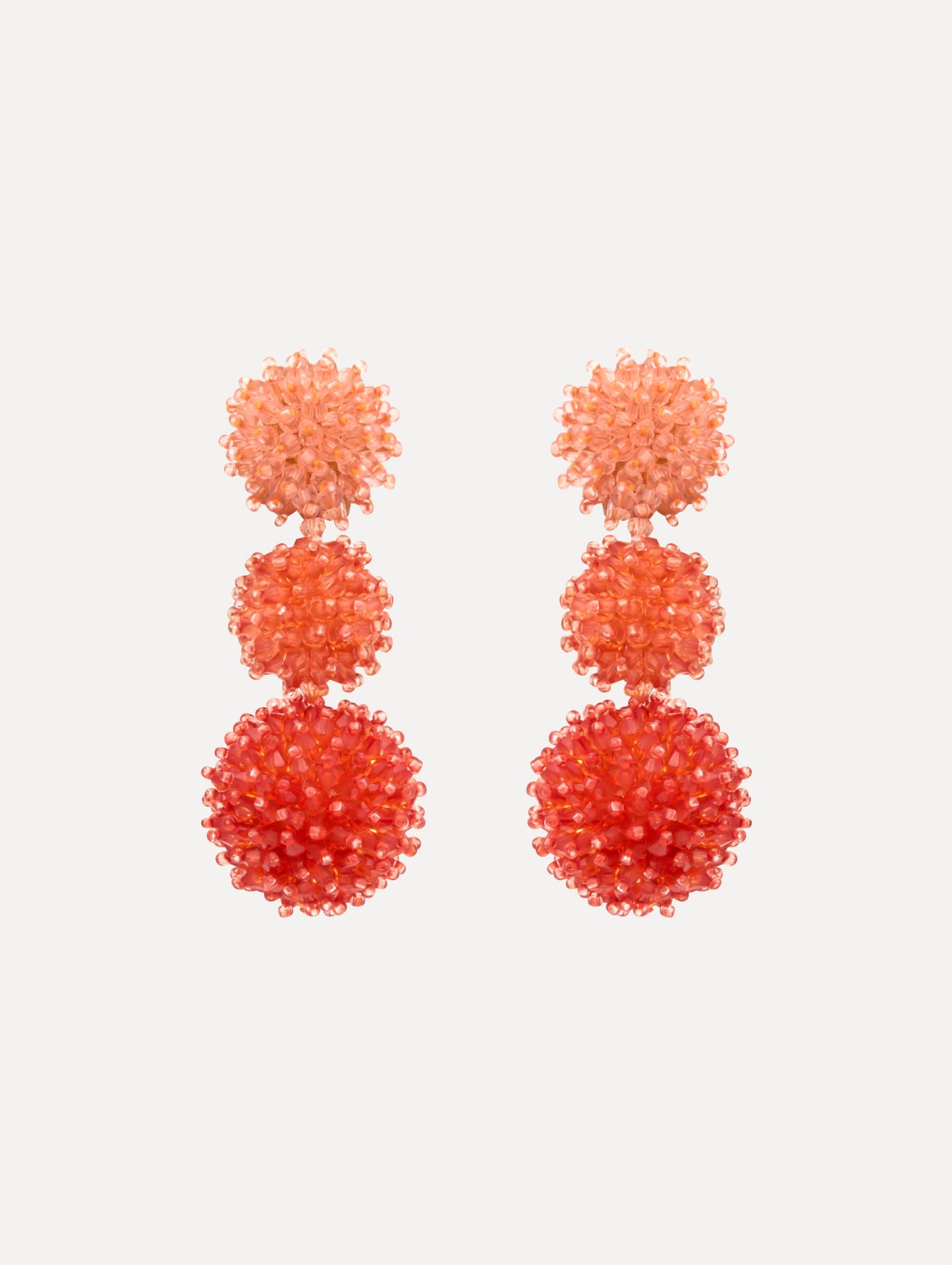 Ombré Pompom Drop Clip-On Earrings Guava / Oscar de la Renta