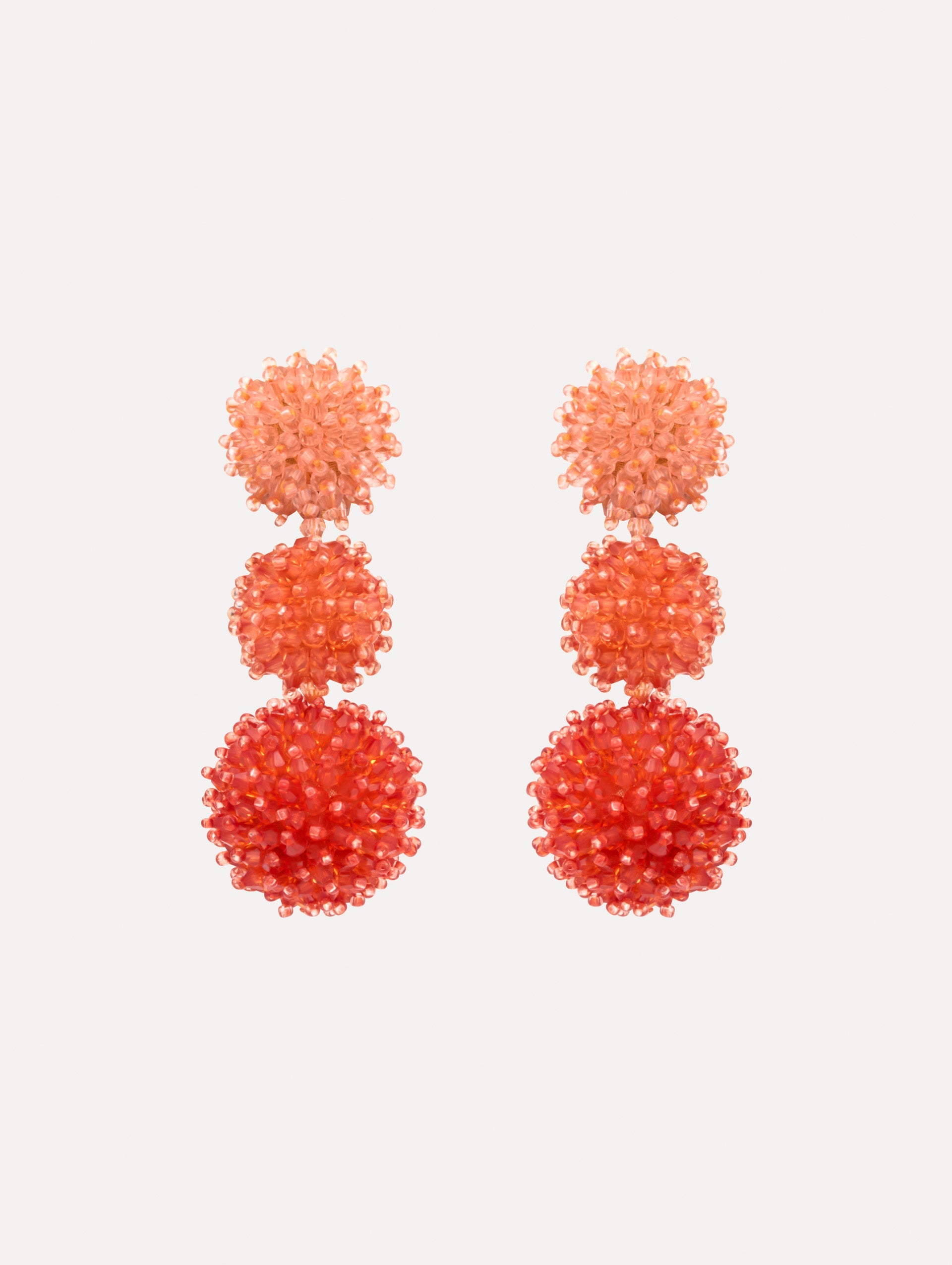 Ombré Pompom Drop Clip-On Earrings Guava / Oscar de la Renta