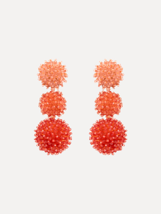 Ombré Pompom Drop Clip-On Earrings Guava / Oscar de la Renta